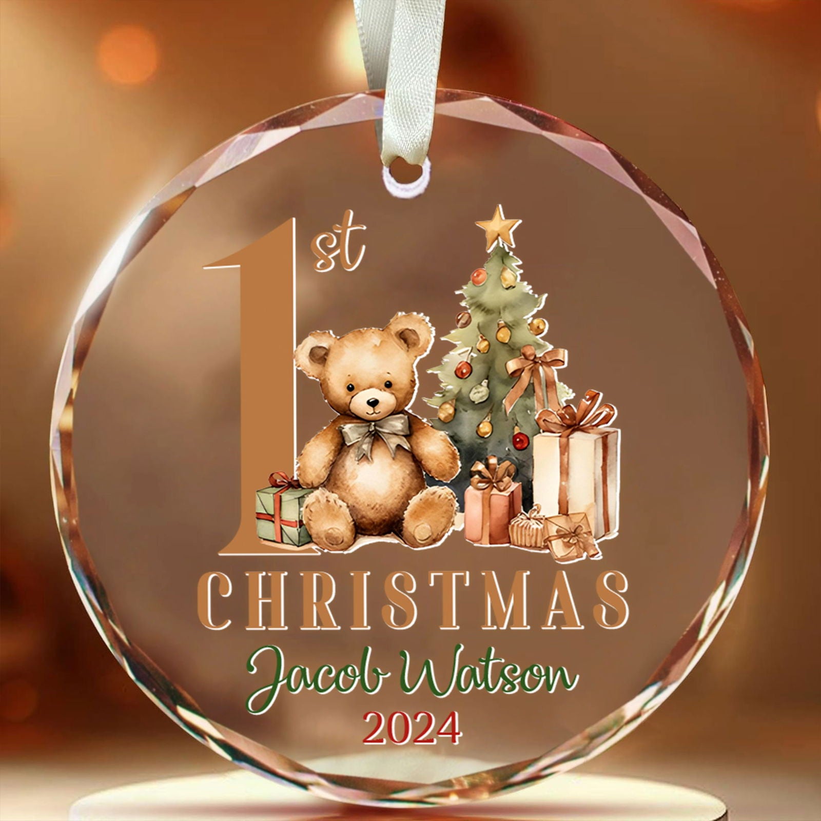 Personalized Baby Ornament, Personalized Woodland Creatures, Baby Bear Ornament, Holiday Keepsake Ornament, New Baby Gift GX02-19 - Kindlytoys