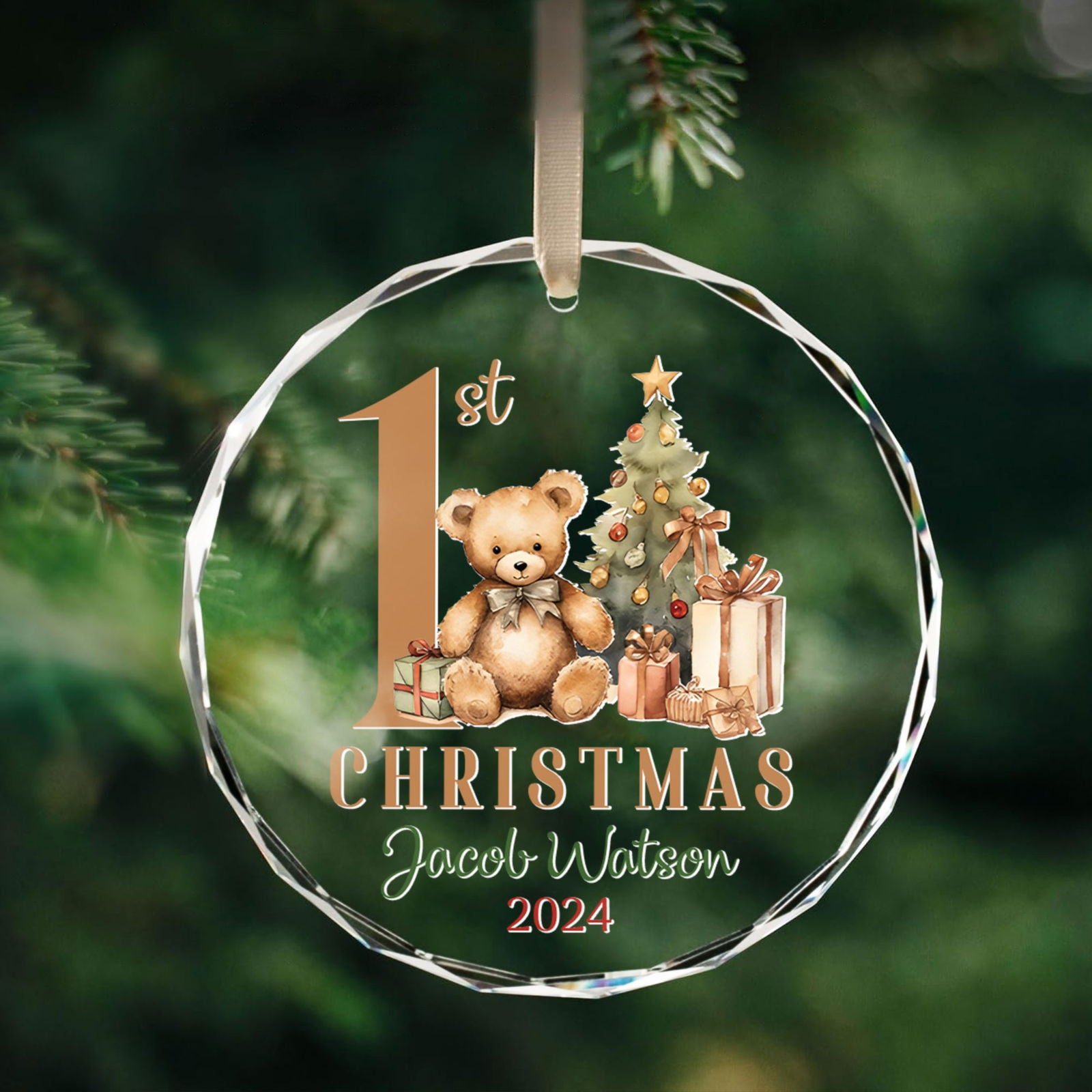 Personalized Baby Ornament, Personalized Woodland Creatures, Baby Bear Ornament, Holiday Keepsake Ornament, New Baby Gift GX02-19 - Kindlytoys