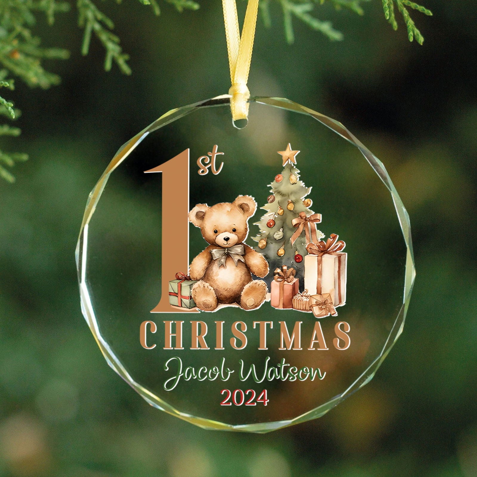 Personalized Baby Ornament, Personalized Woodland Creatures, Baby Bear Ornament, Holiday Keepsake Ornament, New Baby Gift GX02-19 - Kindlytoys