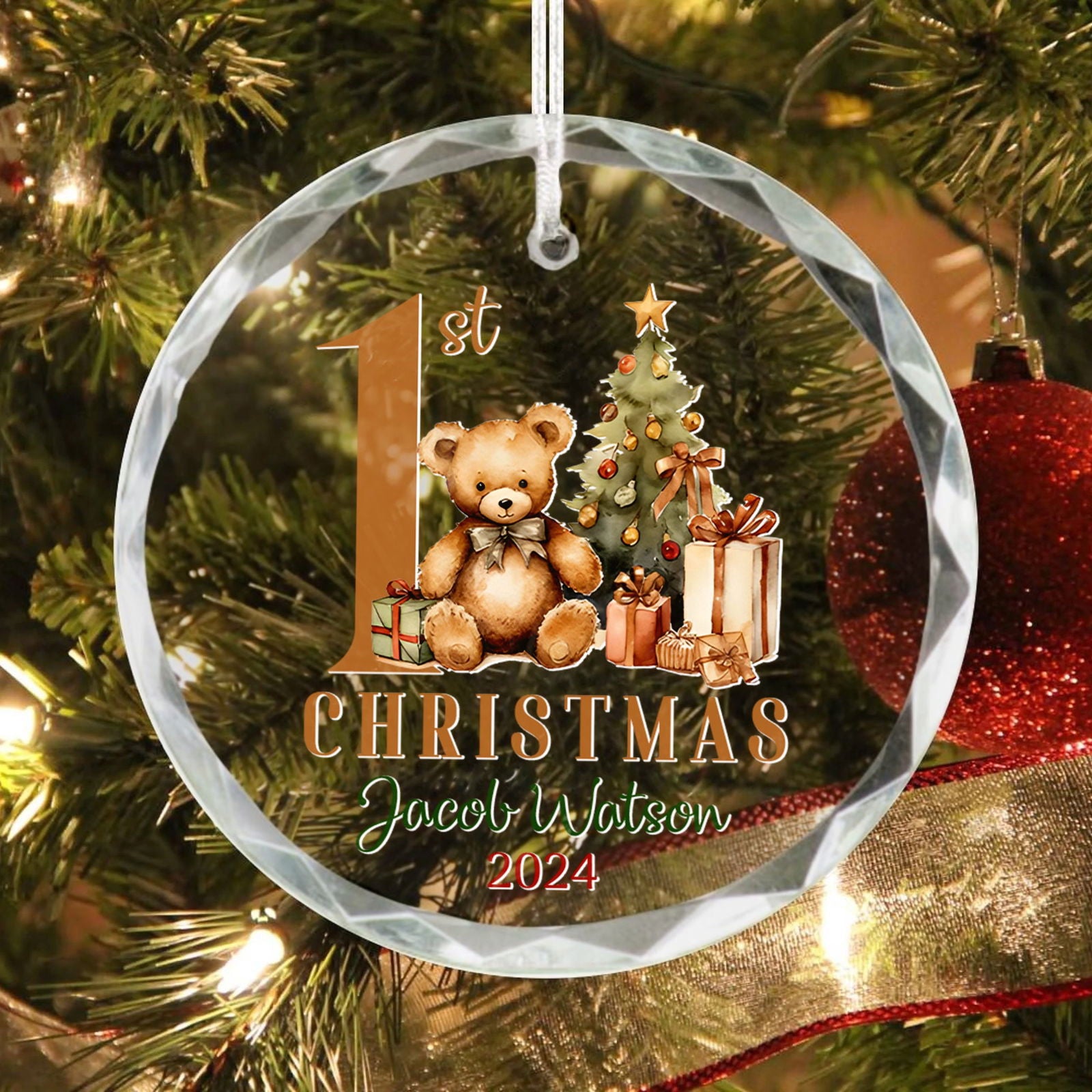 Personalized Baby Ornament, Personalized Woodland Creatures, Baby Bear Ornament, Holiday Keepsake Ornament, New Baby Gift GX02-19 - Kindlytoys