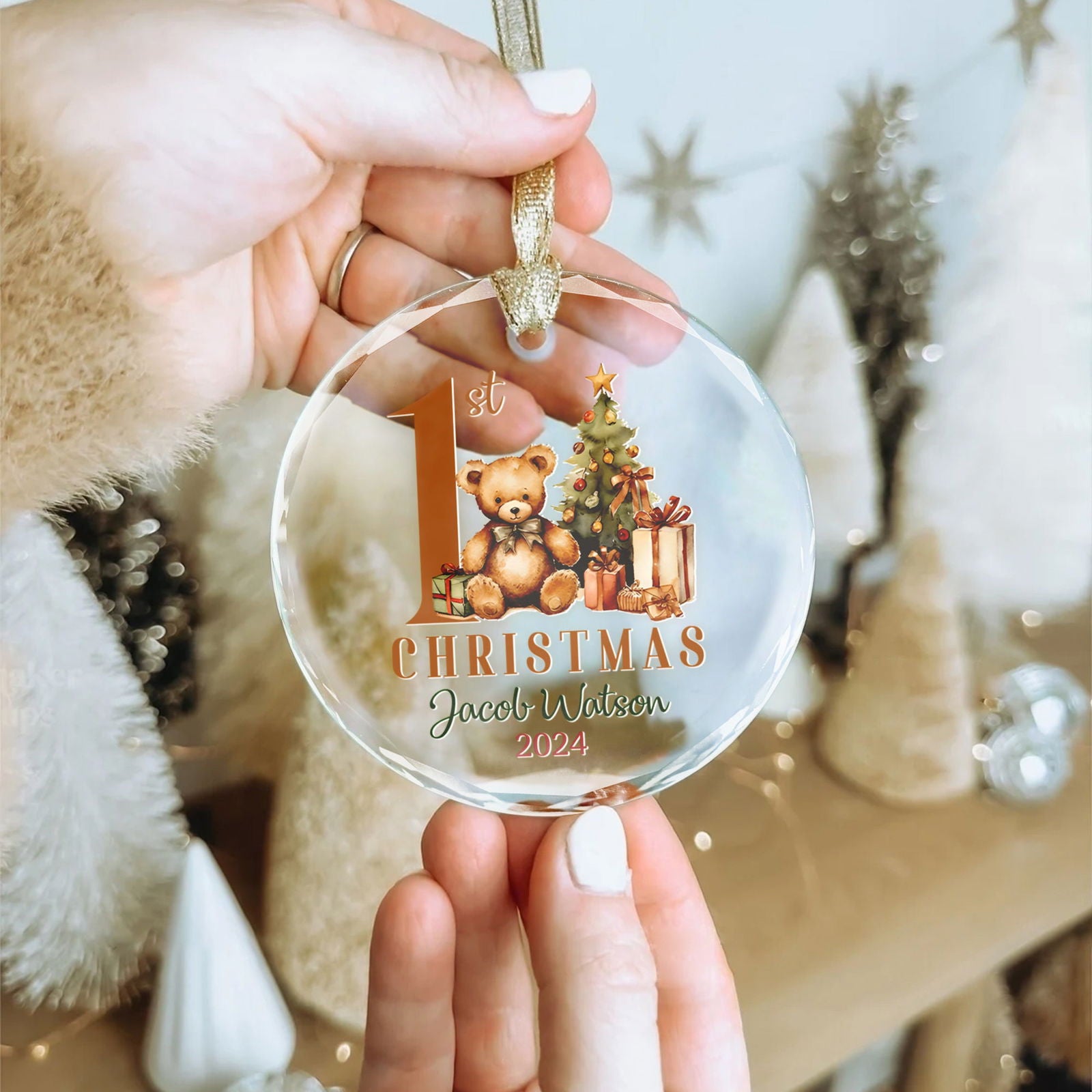 Personalized Baby Ornament, Personalized Woodland Creatures, Baby Bear Ornament, Holiday Keepsake Ornament, New Baby Gift GX02-19 - Kindlytoys