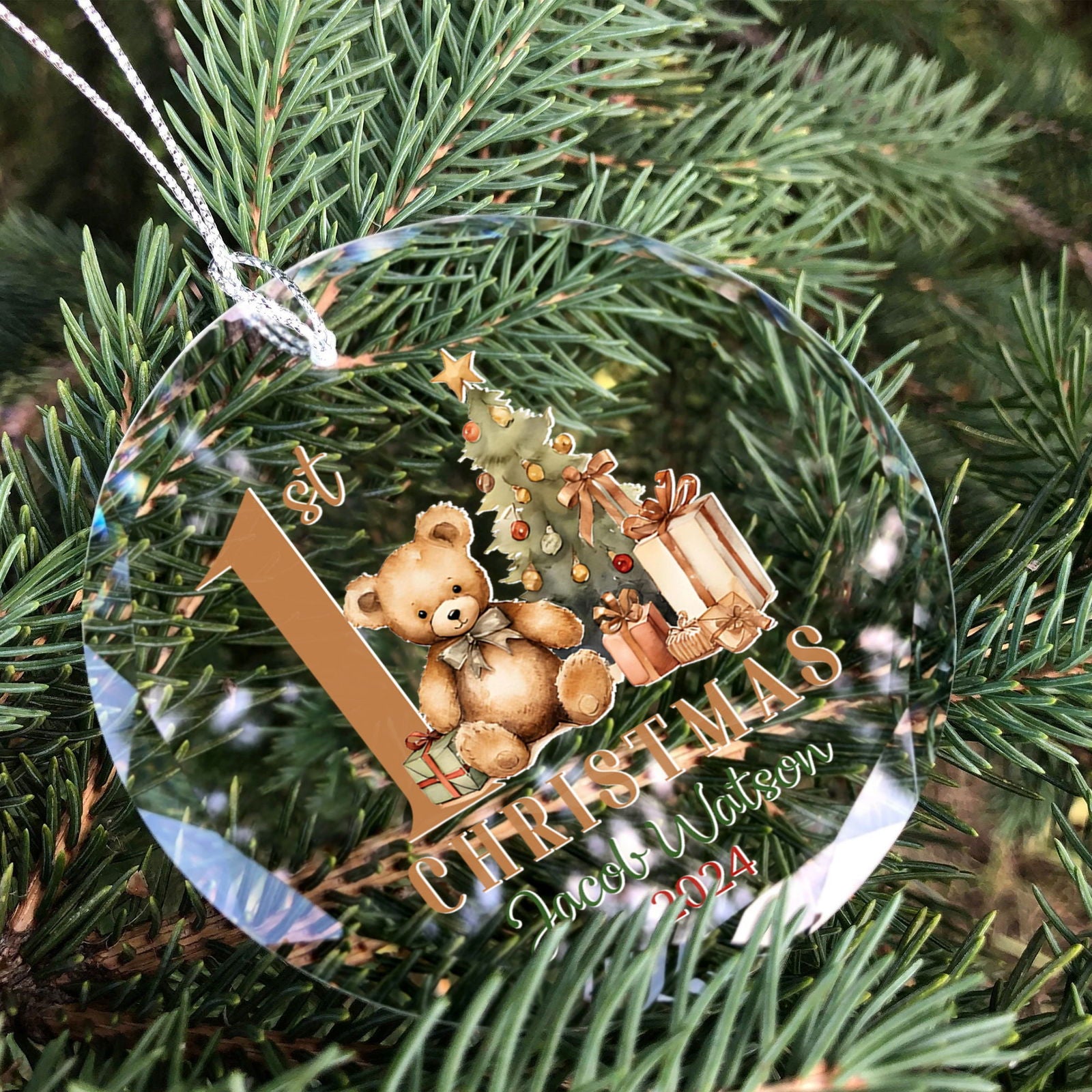Personalized Baby Ornament, Personalized Woodland Creatures, Baby Bear Ornament, Holiday Keepsake Ornament, New Baby Gift GX02-19 - Kindlytoys