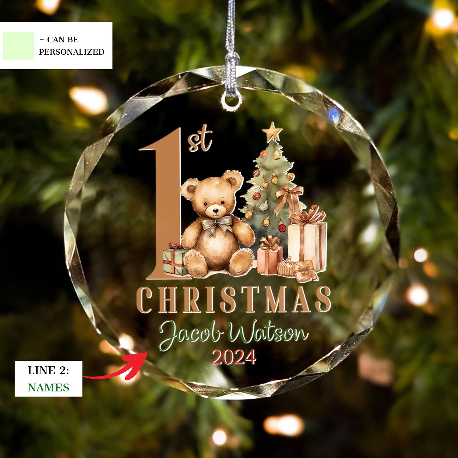 Personalized Baby Ornament, Personalized Woodland Creatures, Baby Bear Ornament, Holiday Keepsake Ornament, New Baby Gift GX02-19 - Kindlytoys