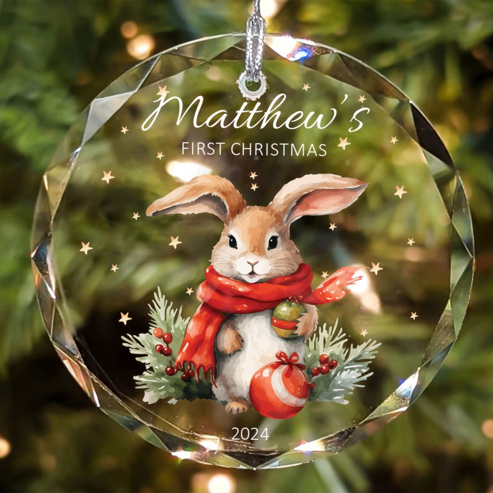 Personalized Baby's First Christmas Glass Ornament, Personalized Woodland Creatures GX02-23 - Kindlytoys