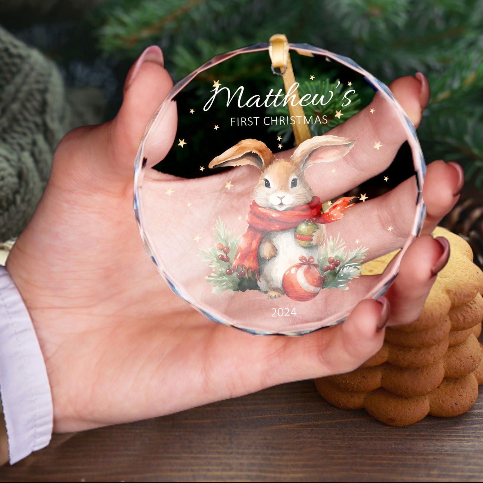Personalized Baby's First Christmas Glass Ornament, Personalized Woodland Creatures GX02-23 - Kindlytoys