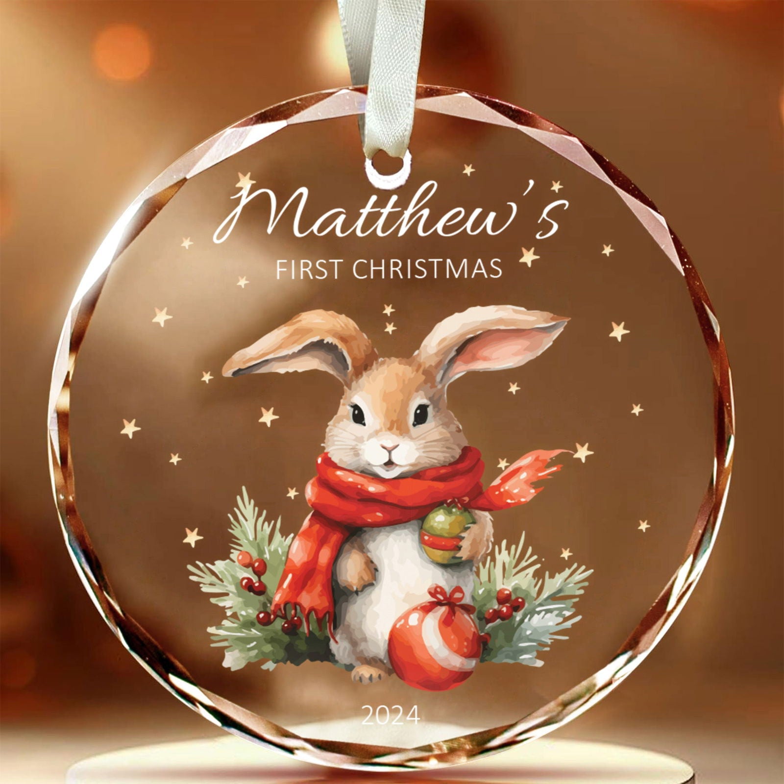 Personalized Baby's First Christmas Glass Ornament, Personalized Woodland Creatures GX02-23 - Kindlytoys