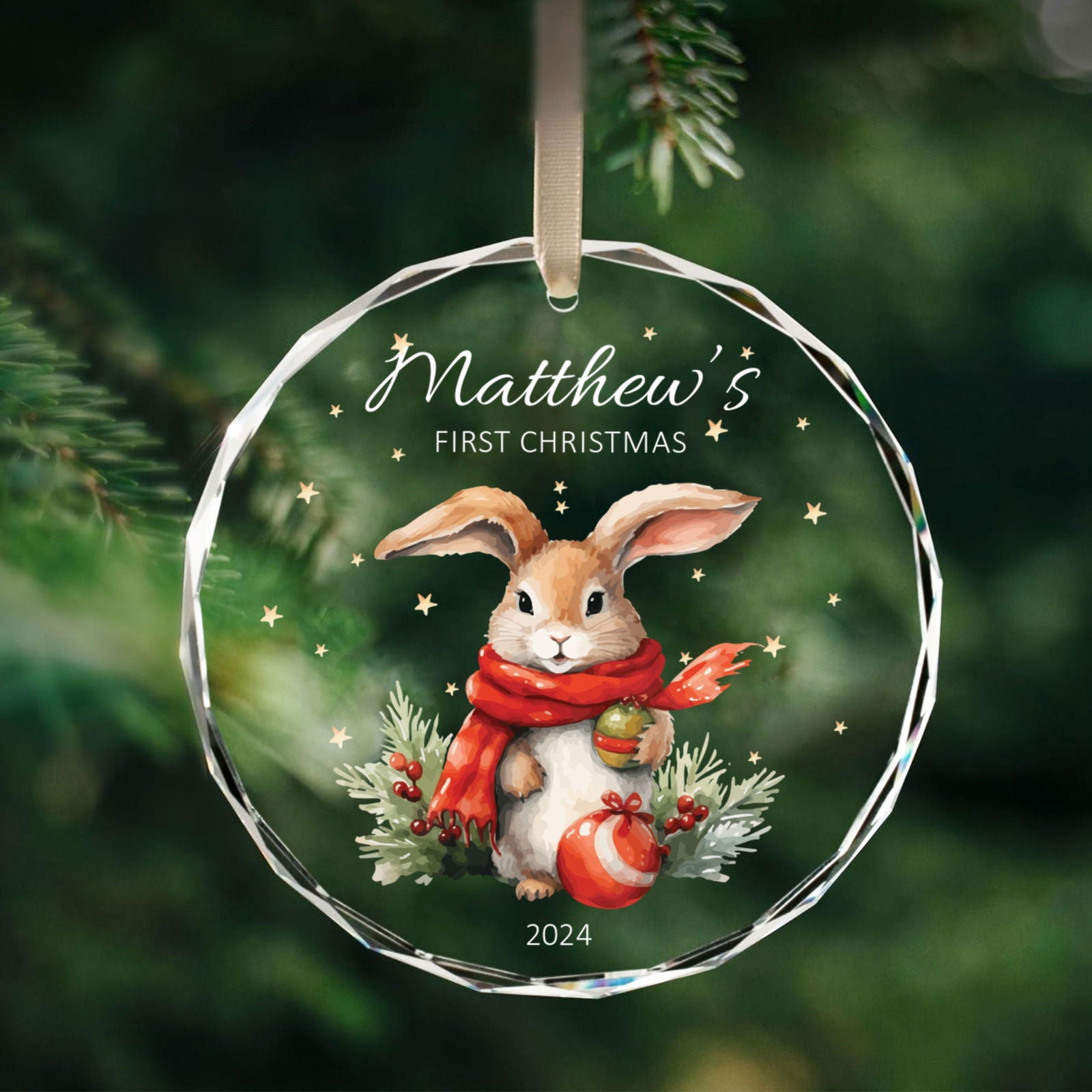 Personalized Baby's First Christmas Glass Ornament, Personalized Woodland Creatures GX02-23 - Kindlytoys