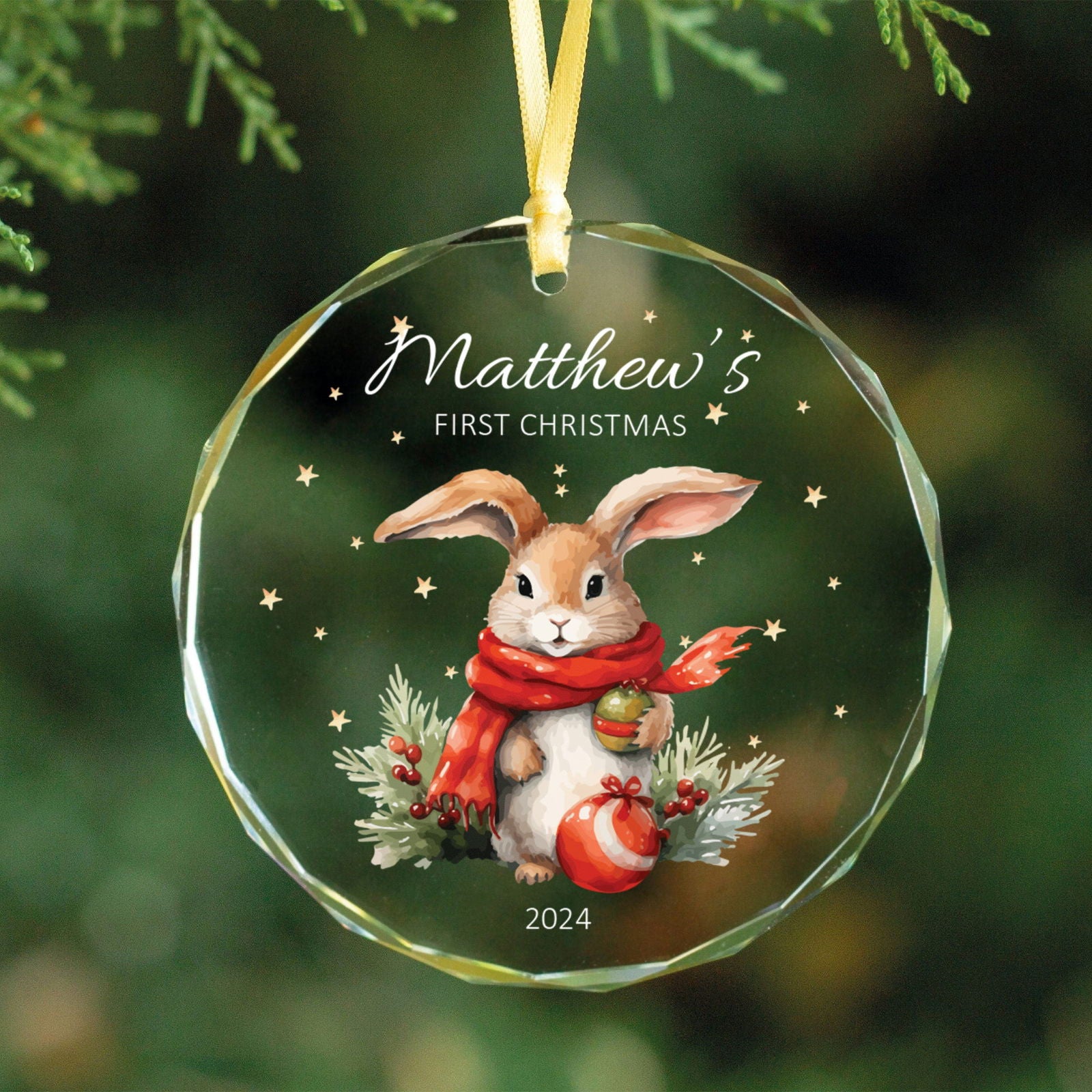 Personalized Baby's First Christmas Glass Ornament, Personalized Woodland Creatures GX02-23 - Kindlytoys