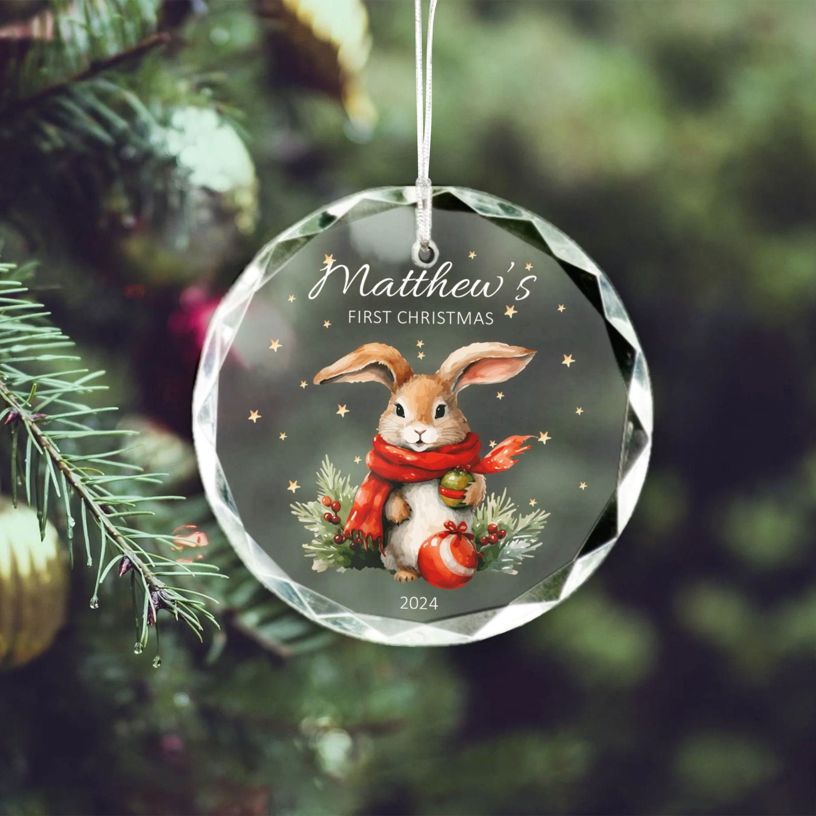 Personalized Baby's First Christmas Glass Ornament, Personalized Woodland Creatures GX02-23 - Kindlytoys