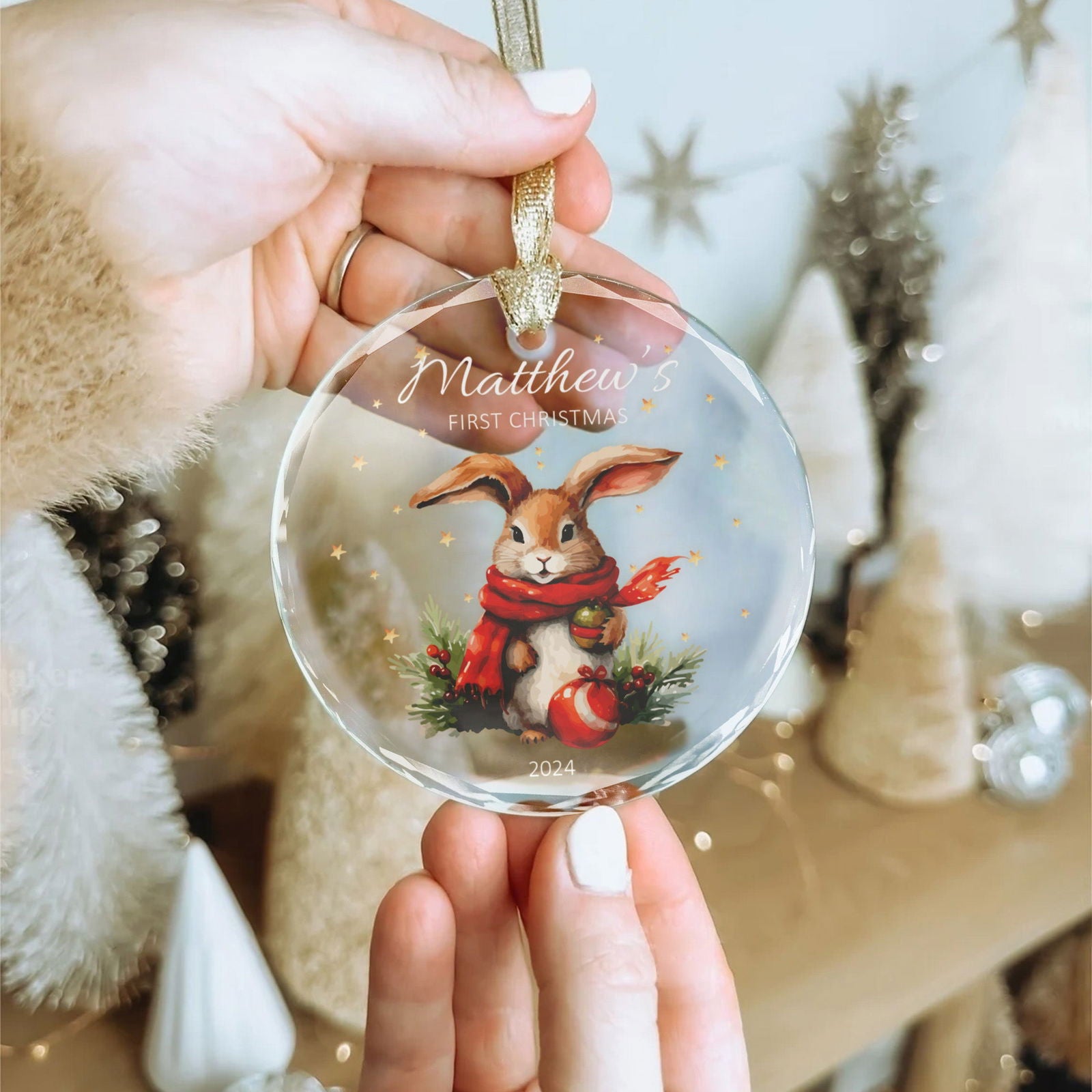 Personalized Baby's First Christmas Glass Ornament, Personalized Woodland Creatures GX02-23 - Kindlytoys