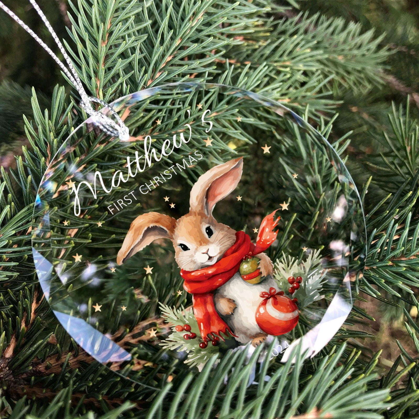 Personalized Baby's First Christmas Glass Ornament, Personalized Woodland Creatures GX02-23 - Kindlytoys