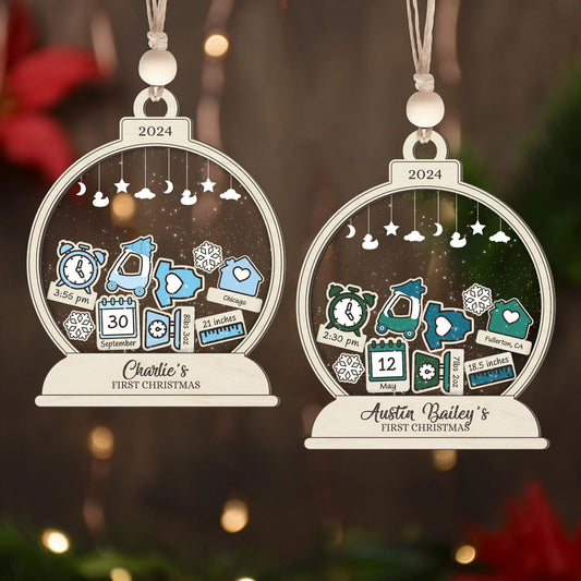 Personalized Baby's First Christmas Ornament, Shaker Ornament with Name CF45 - Kindlytoys