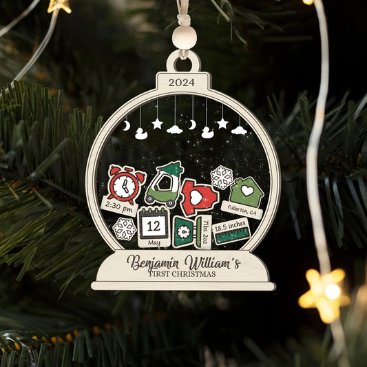 Personalized Baby's First Christmas Ornament, Shaker Ornament with Name CF45 - Kindlytoys