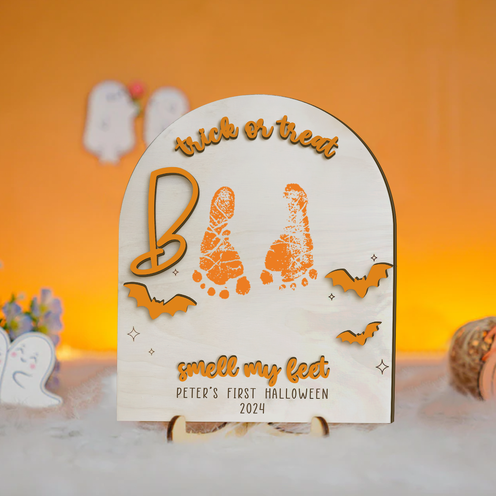 Personalized Baby's First Halloween Keepsake DIY Footprint Art FT23 - Kindlytoys