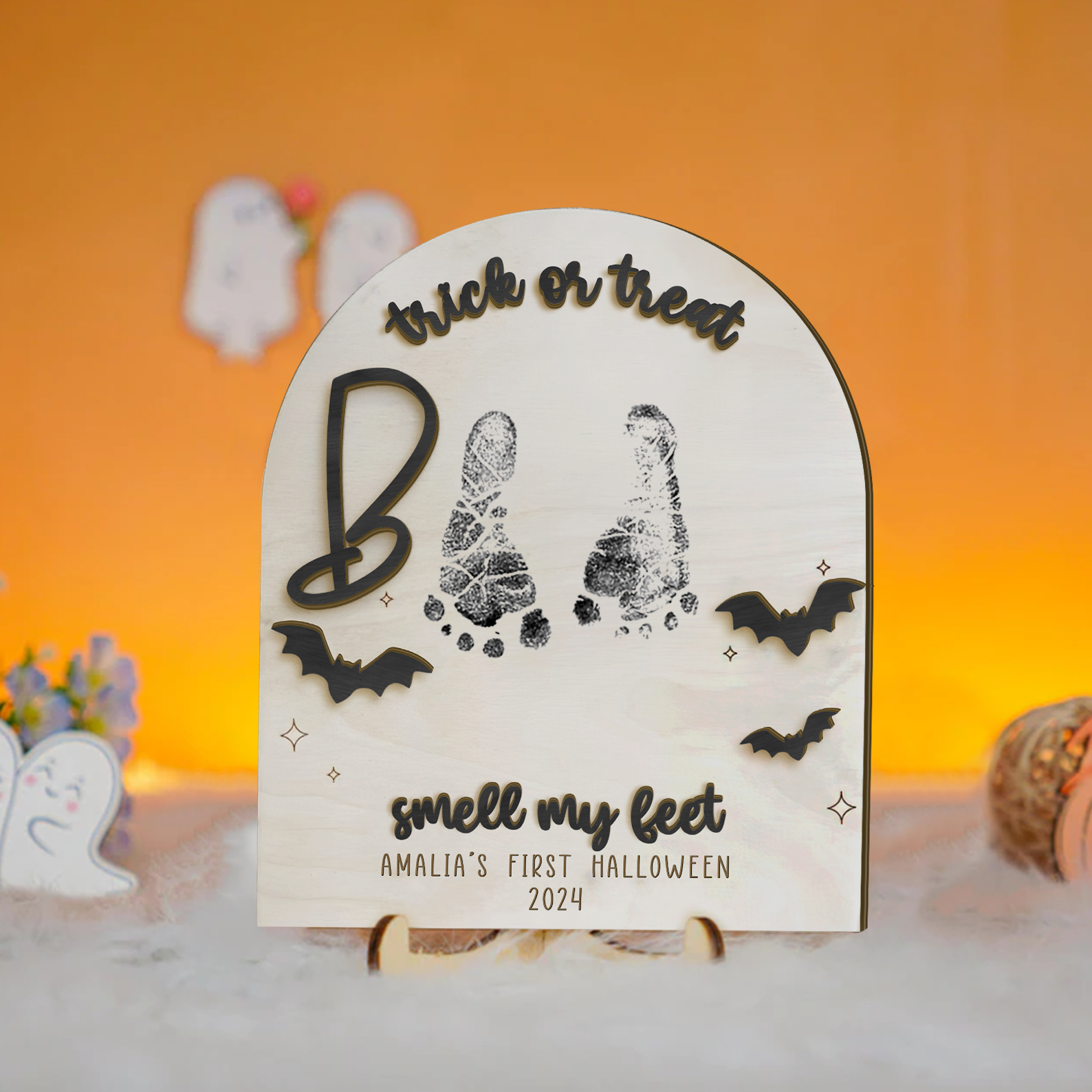 Personalized Baby's First Halloween Keepsake DIY Footprint Art FT23 - Kindlytoys