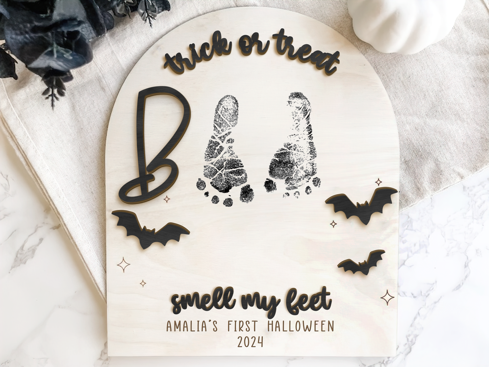 Personalized Baby's First Halloween Keepsake DIY Footprint Art FT23 - Kindlytoys