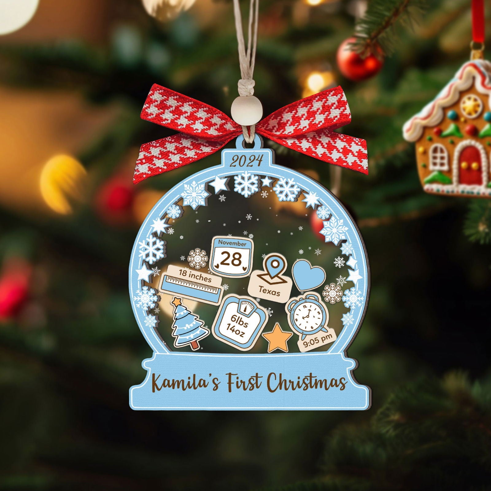 Personalized Babys 1st Christmas Ornament 2024, Shaker Babies Ornament CF602 - Kindlytoys