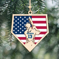 Personalized Baseball and Softball Wood Ornament 2 Layered Sports Ornament, Baseball Jersey Gift, CF433 - Kindlytoys