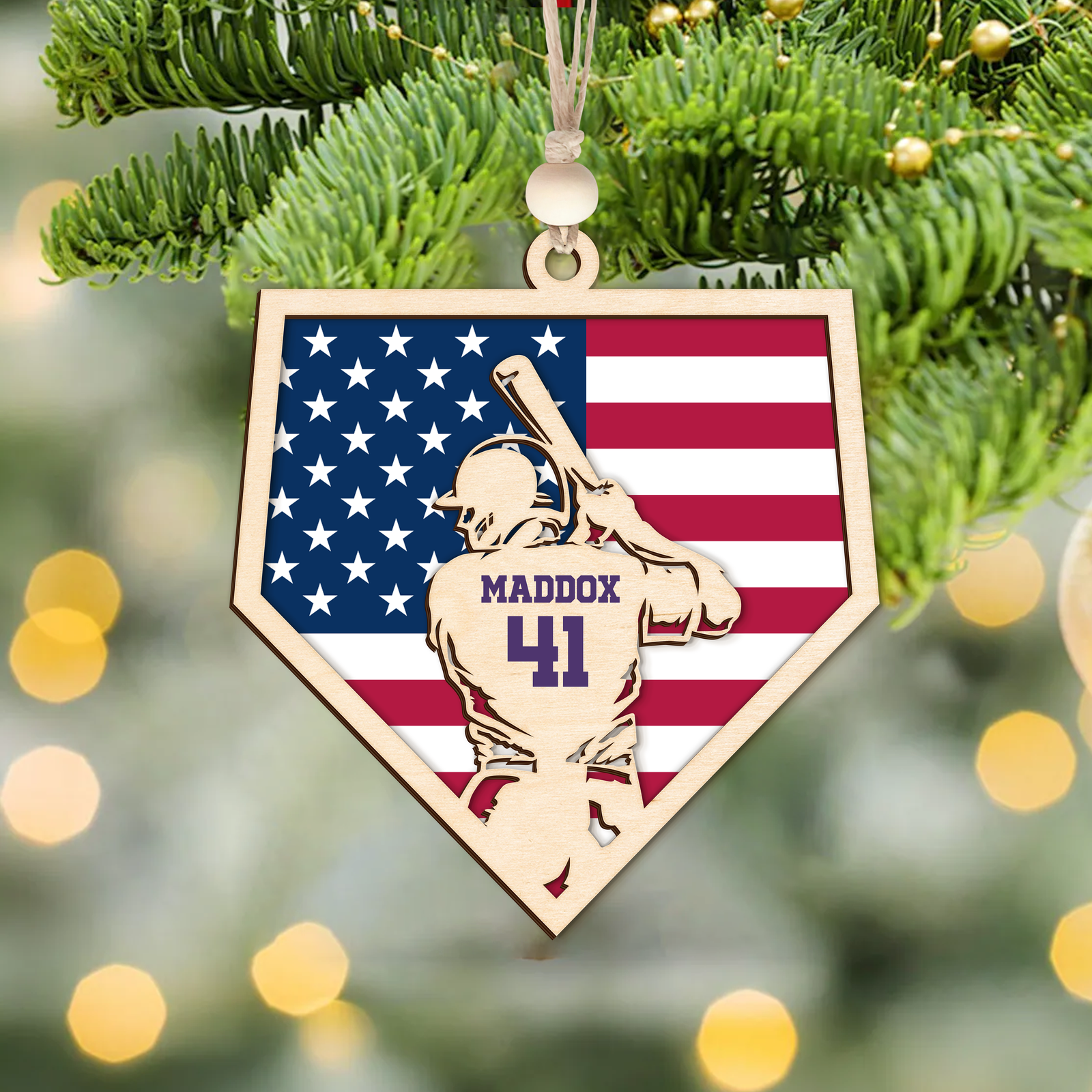 Personalized Baseball and Softball Wood Ornament 2 Layered Sports Ornament, Baseball Jersey Gift, CF433 - Kindlytoys