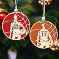 Personalized Basketball Christmas Ornament, Custom Basketball Player 2 Layered Wooden Ornament CF925 - Kindlytoys