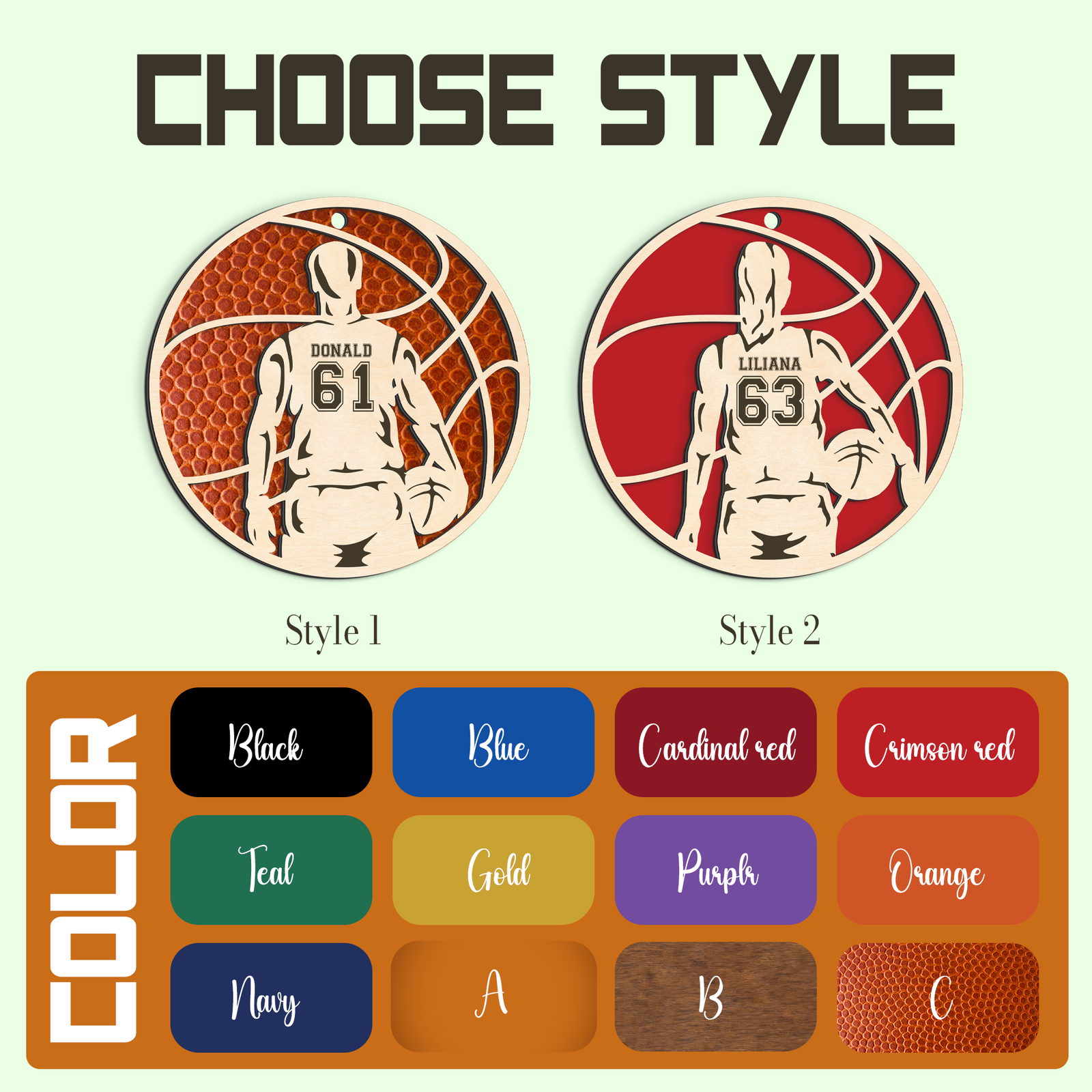 Personalized Basketball Christmas Ornament, Custom Basketball Player 2 Layered Wooden Ornament CF925 - Kindlytoys