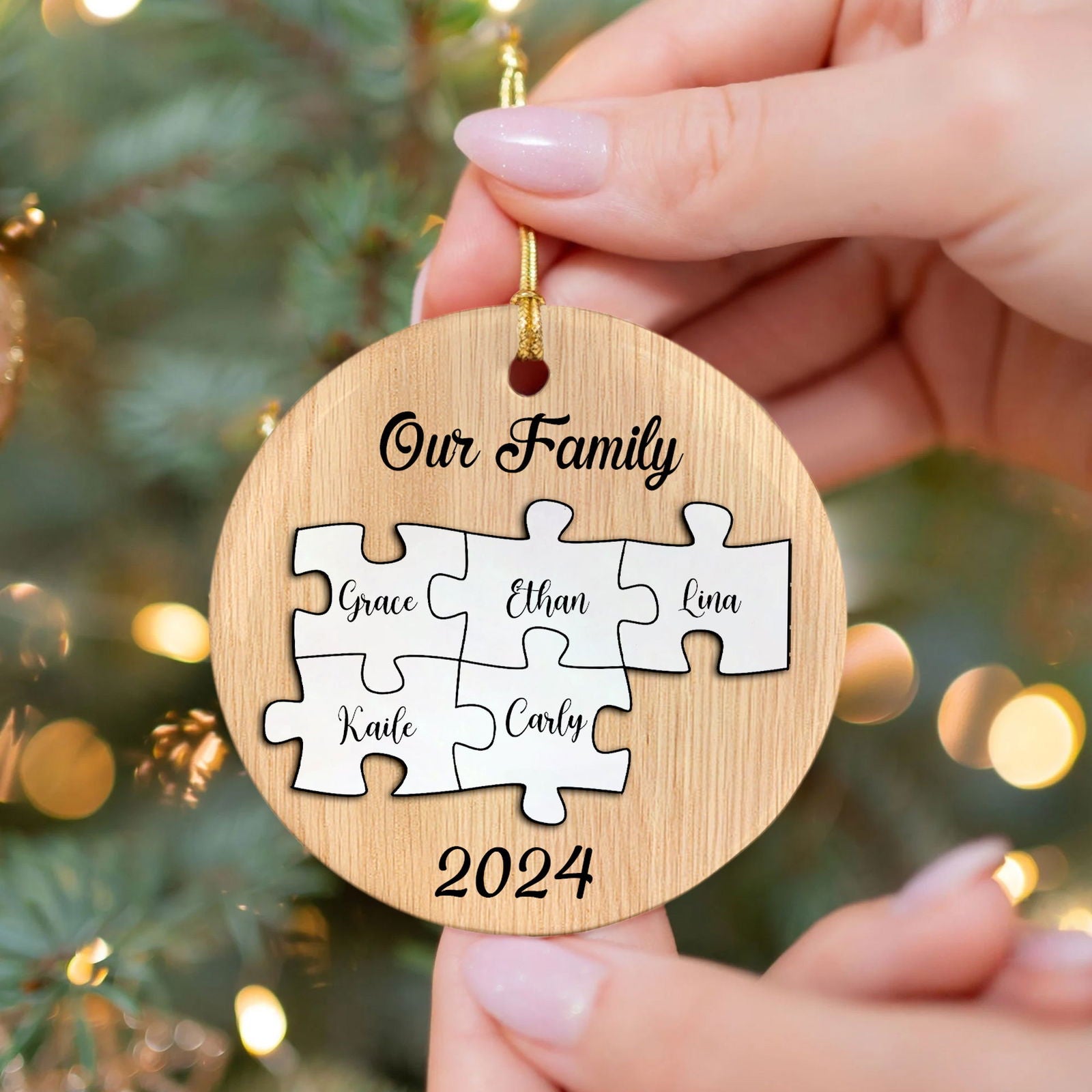 Personalized Ceramic Family Ornament, Puzzle Ornament, Pieces of our Family CX02-31 - Kindlytoys