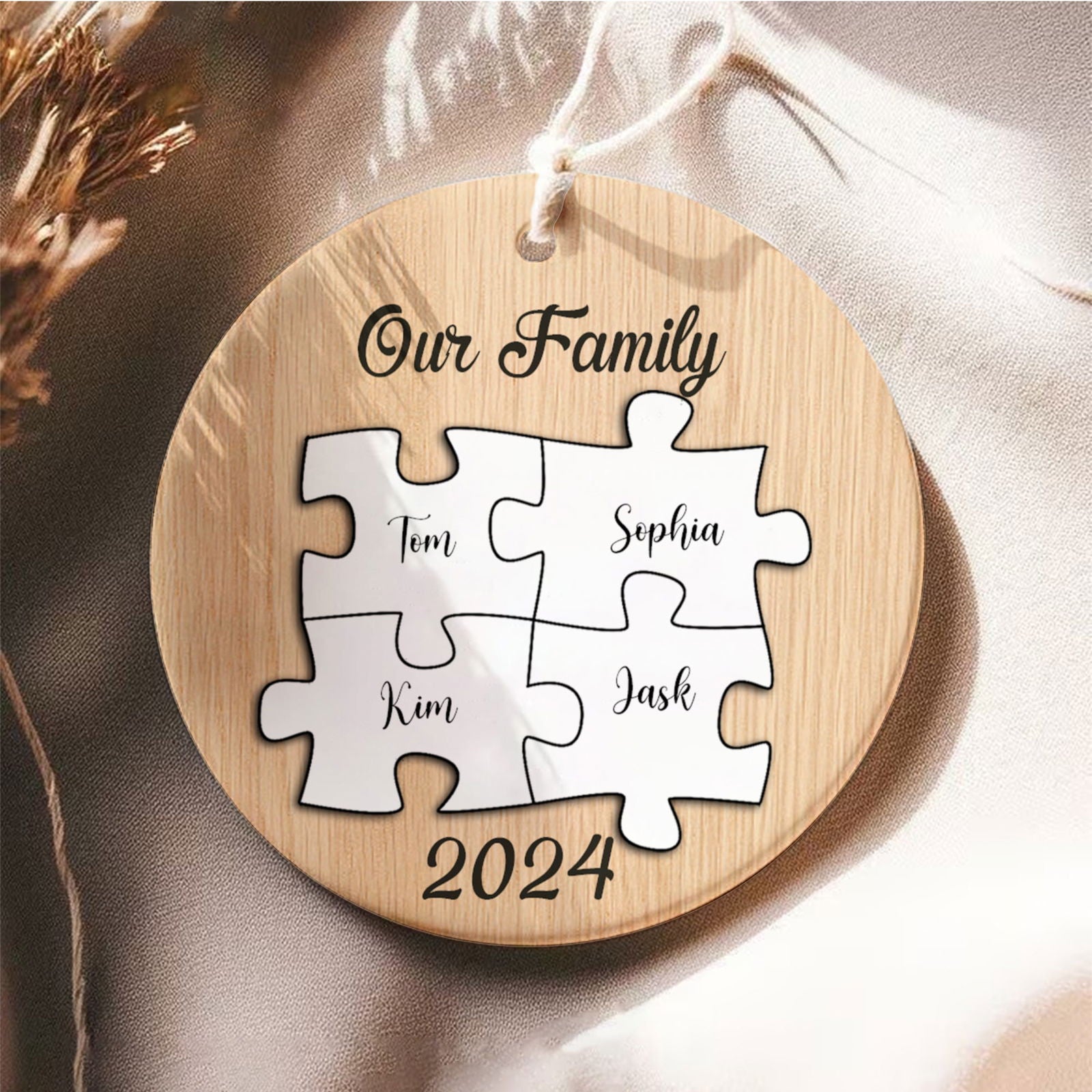 Personalized Ceramic Family Ornament, Puzzle Ornament, Pieces of our Family CX02-31 - Kindlytoys