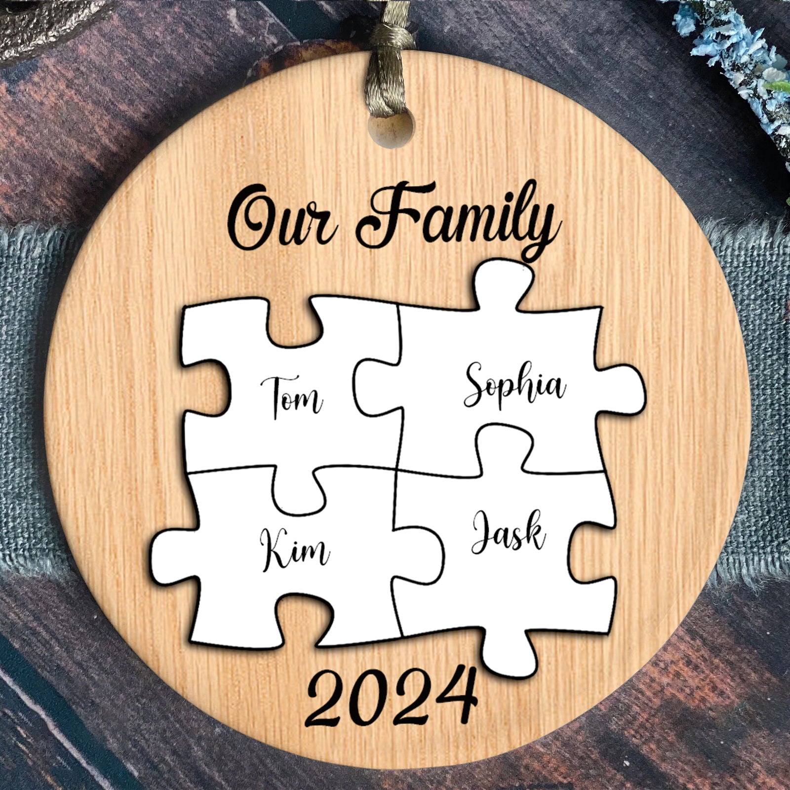 Personalized Ceramic Family Ornament, Puzzle Ornament, Pieces of our Family CX02-31 - Kindlytoys