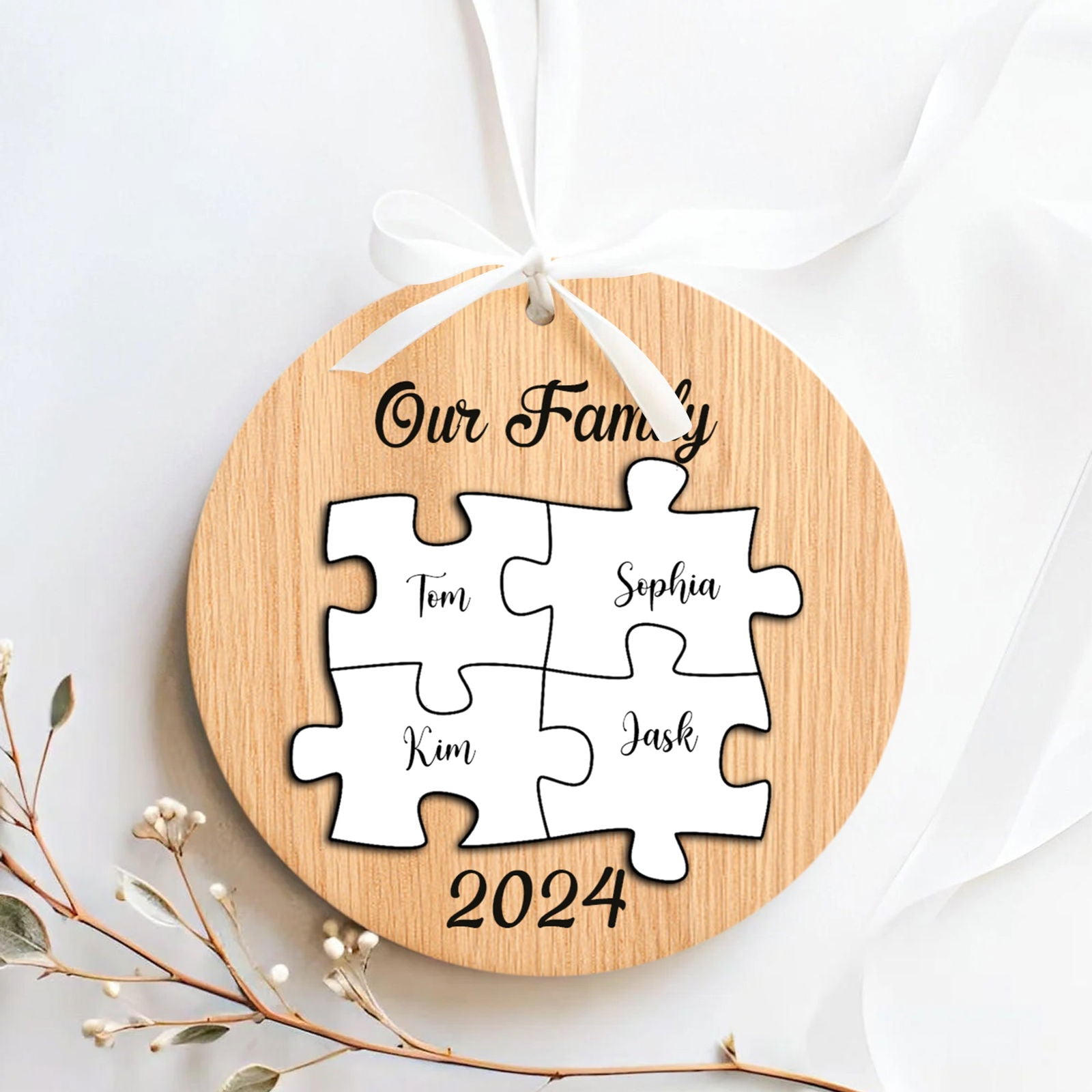 Personalized Ceramic Family Ornament, Puzzle Ornament, Pieces of our Family CX02-31 - Kindlytoys