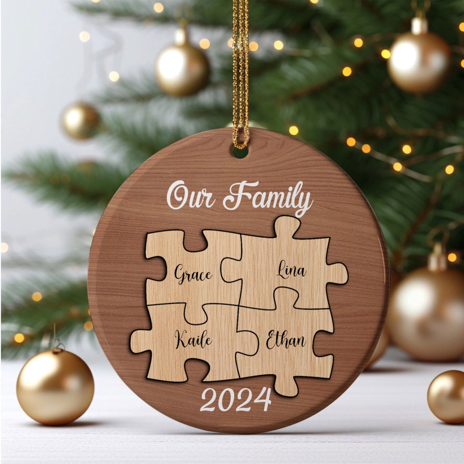 Personalized Ceramic Family Ornament, Puzzle Ornament, Pieces of our Family CX02-32 - Kindlytoys