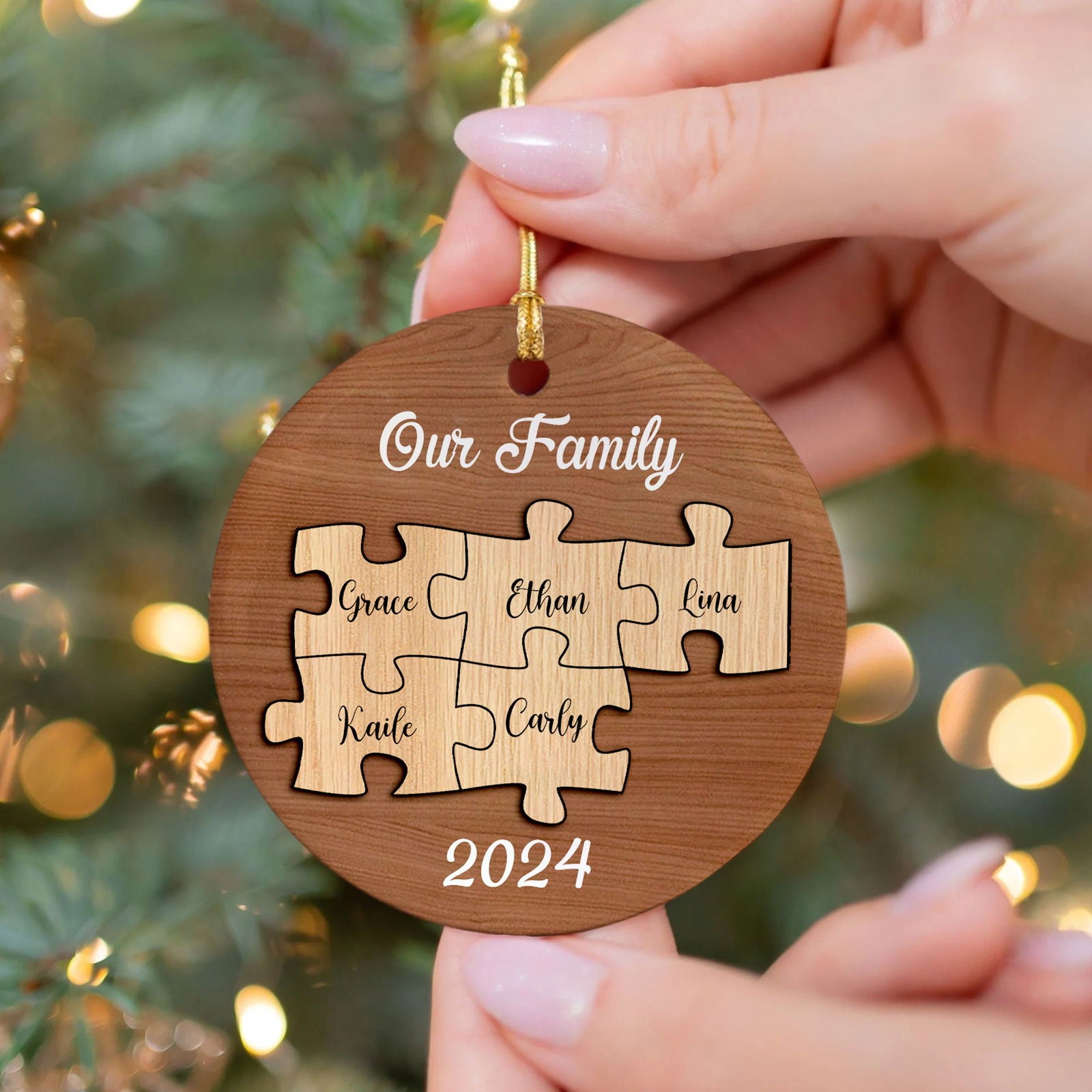 Personalized Ceramic Family Ornament, Puzzle Ornament, Pieces of our Family CX02-32 - Kindlytoys