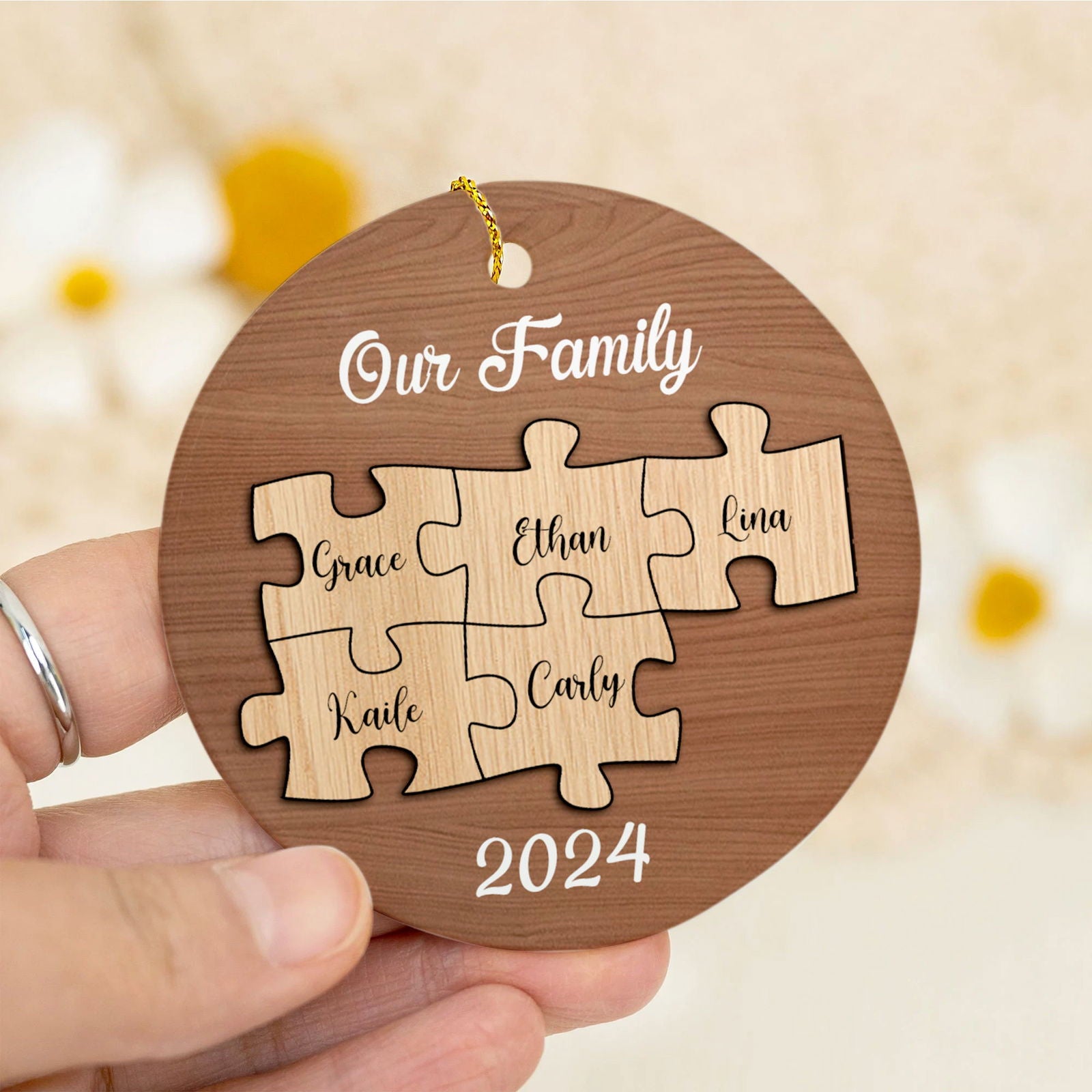 Personalized Ceramic Family Ornament, Puzzle Ornament, Pieces of our Family CX02-32 - Kindlytoys
