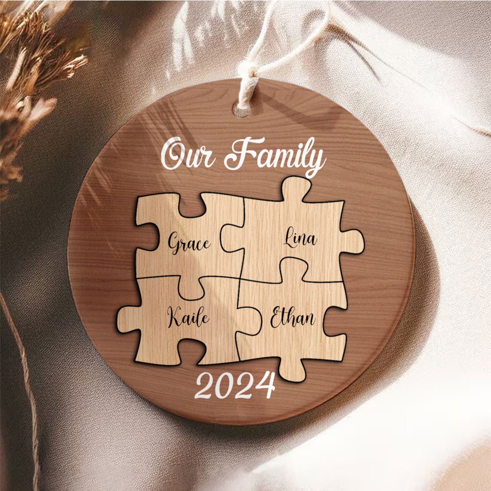 Personalized Ceramic Family Ornament, Puzzle Ornament, Pieces of our Family CX02-32 - Kindlytoys