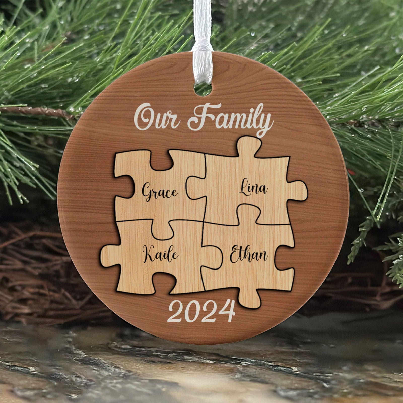 Personalized Ceramic Family Ornament, Puzzle Ornament, Pieces of our Family CX02-32 - Kindlytoys