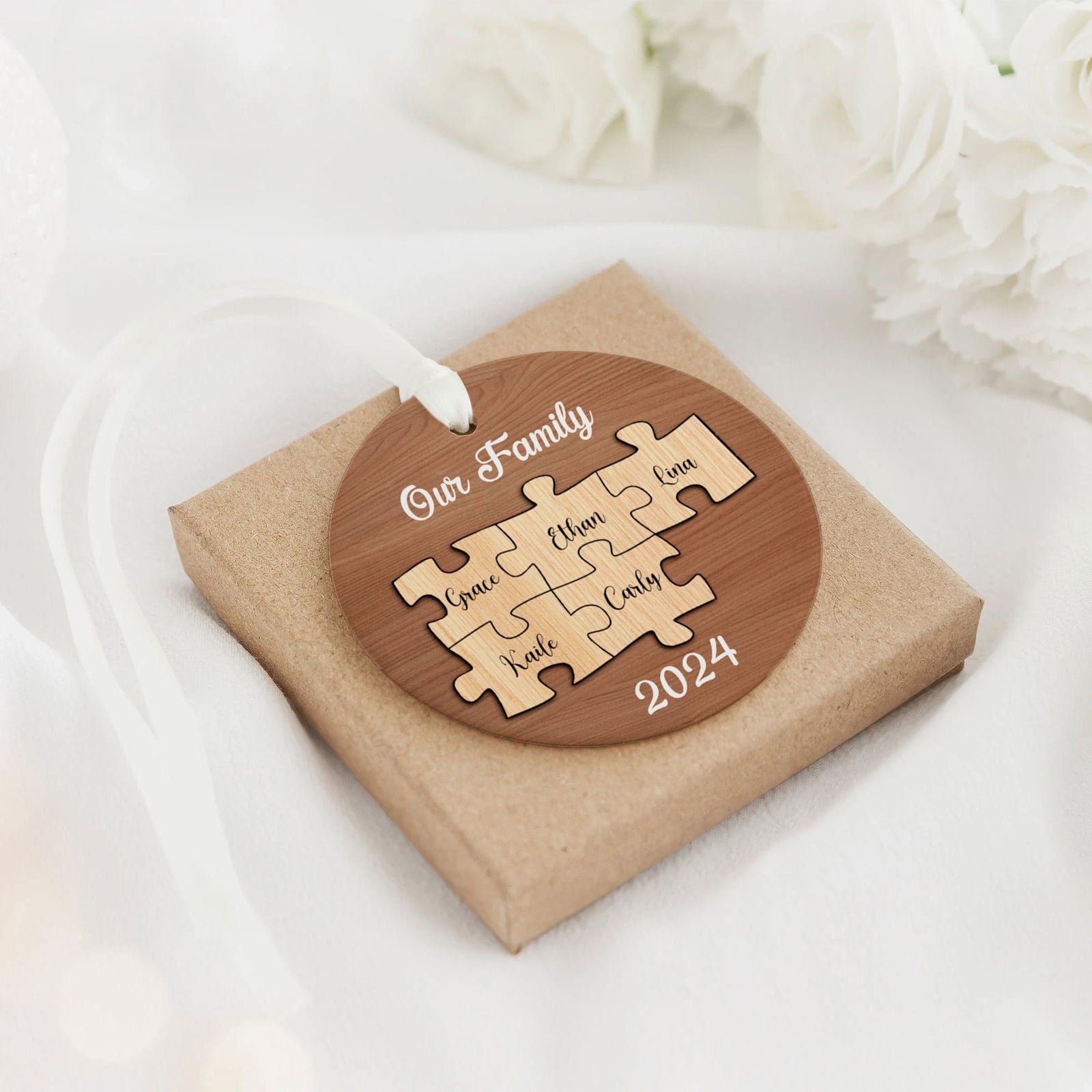 Personalized Ceramic Family Ornament, Puzzle Ornament, Pieces of our Family CX02-32 - Kindlytoys