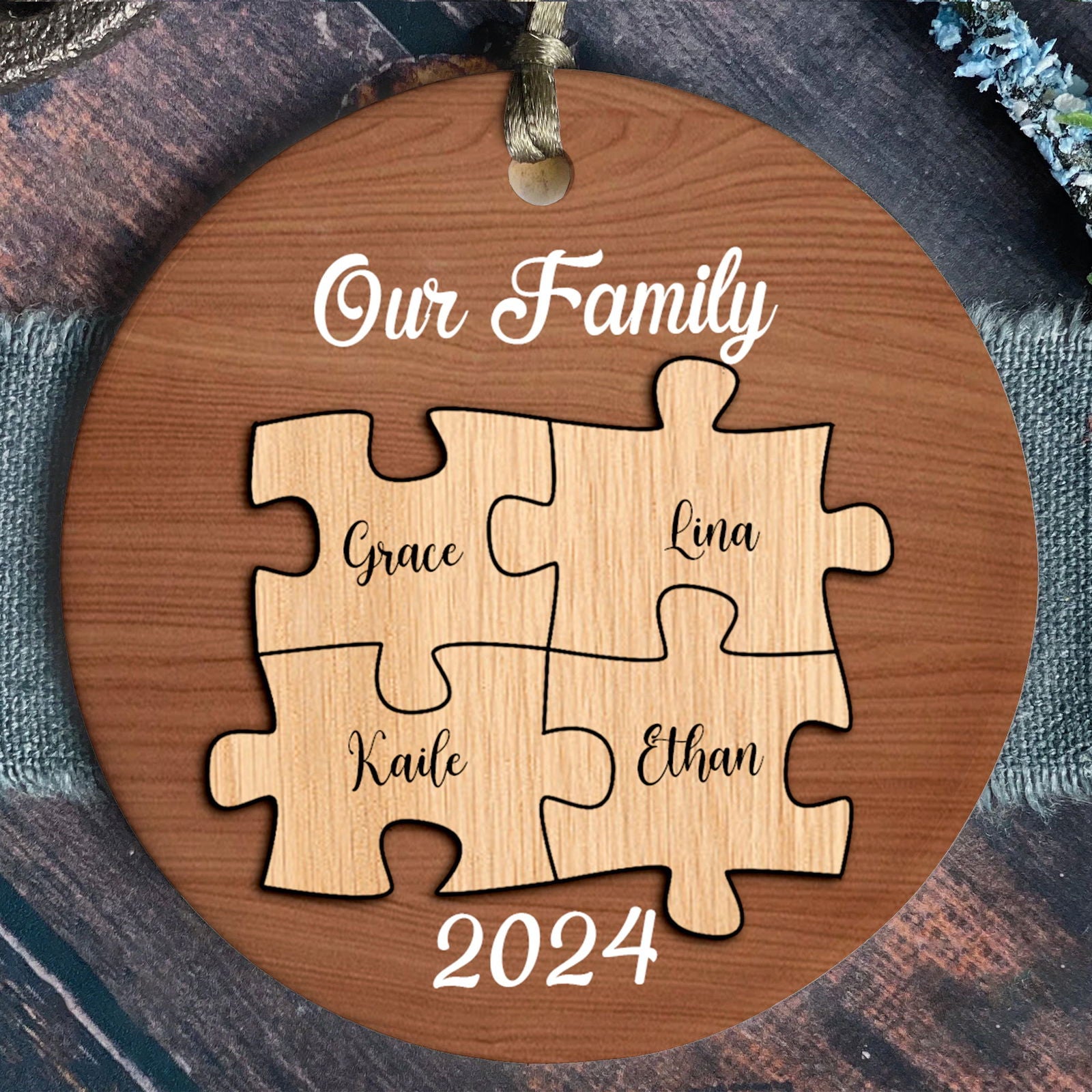 Personalized Ceramic Family Ornament, Puzzle Ornament, Pieces of our Family CX02-32 - Kindlytoys