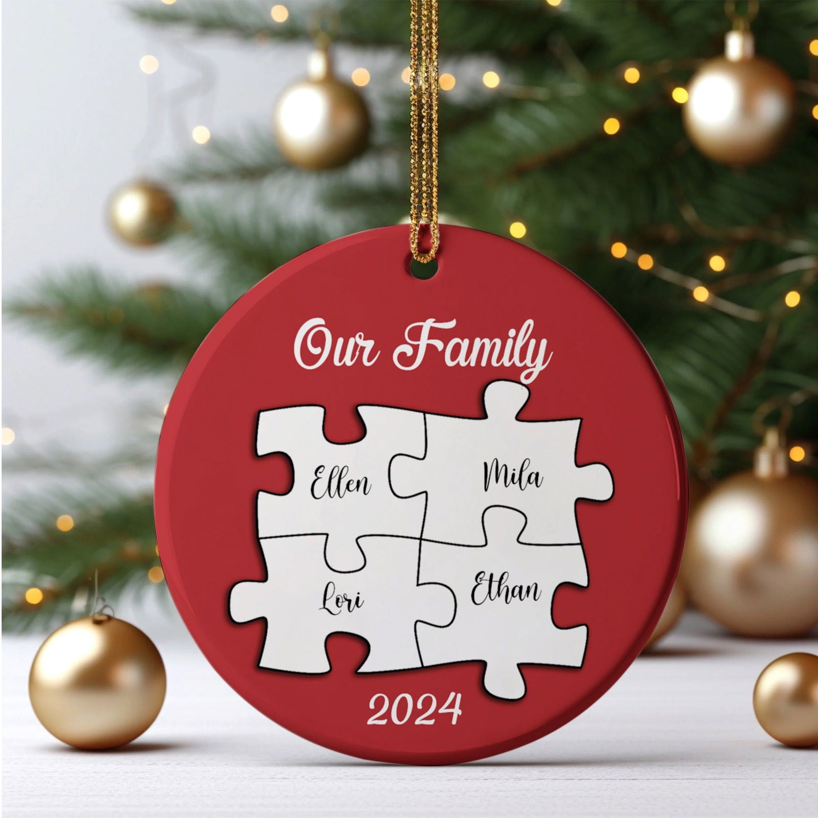 Personalized Ceramic Family Ornament, Puzzle Ornament, Pieces of our Family CX02-33 - Kindlytoys