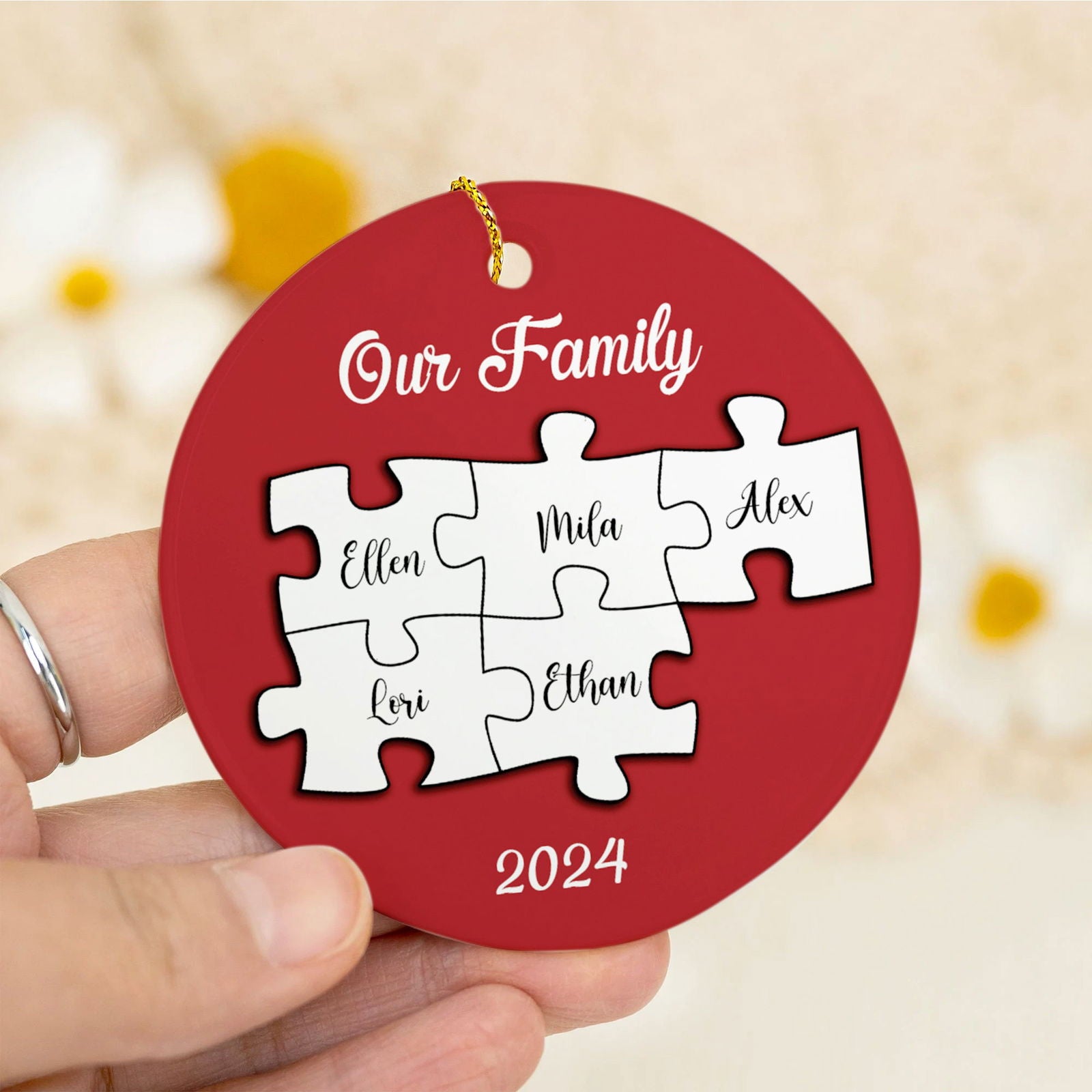 Personalized Ceramic Family Ornament, Puzzle Ornament, Pieces of our Family CX02-33 - Kindlytoys