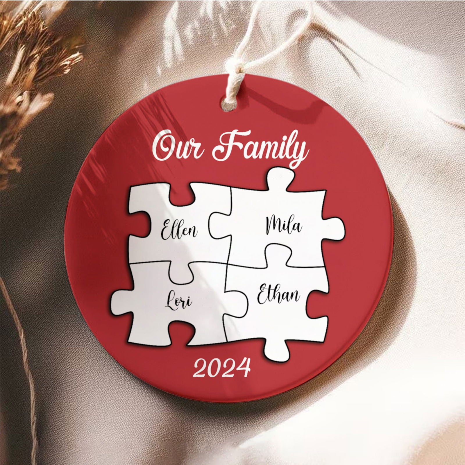 Personalized Ceramic Family Ornament, Puzzle Ornament, Pieces of our Family CX02-33 - Kindlytoys