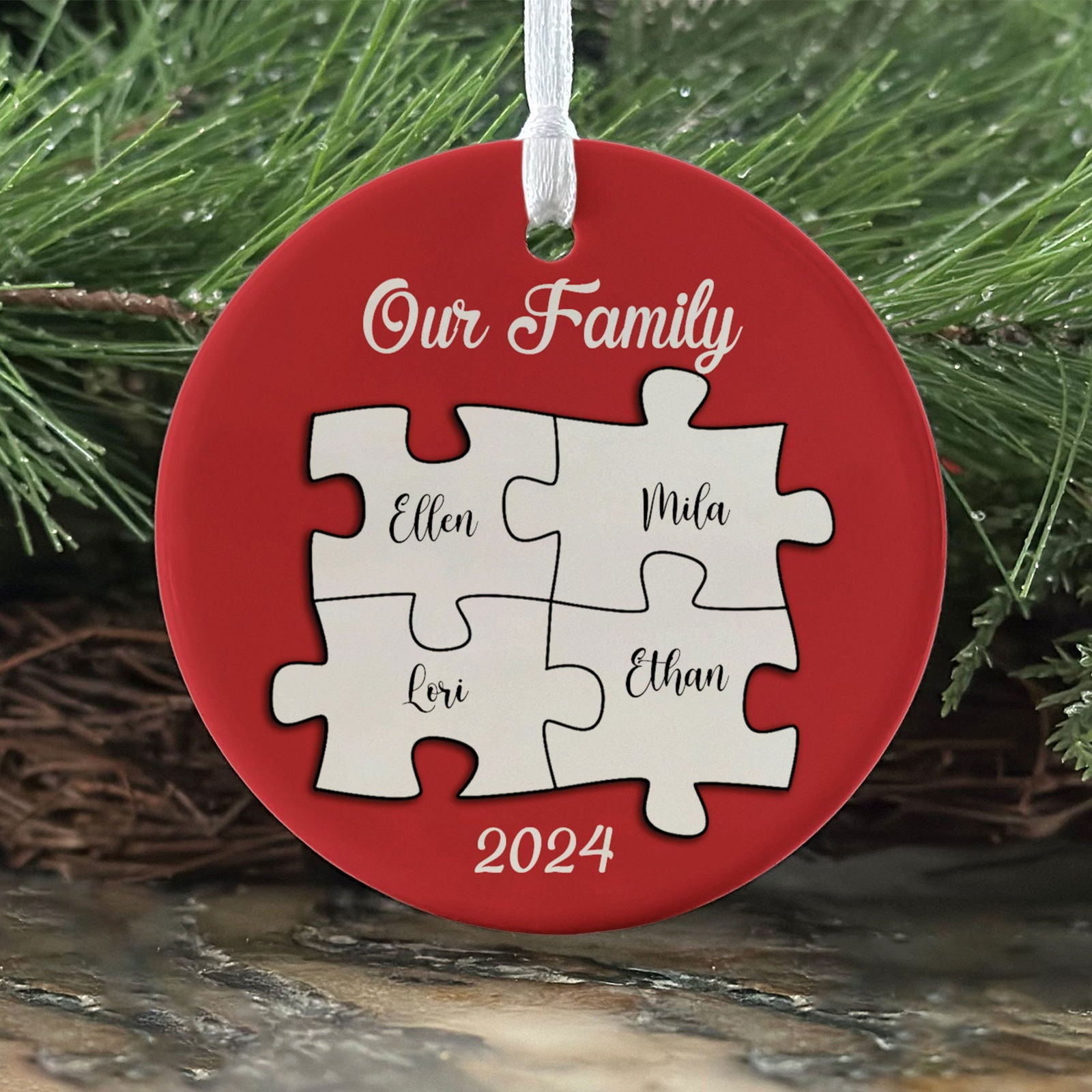 Personalized Ceramic Family Ornament, Puzzle Ornament, Pieces of our Family CX02-33 - Kindlytoys