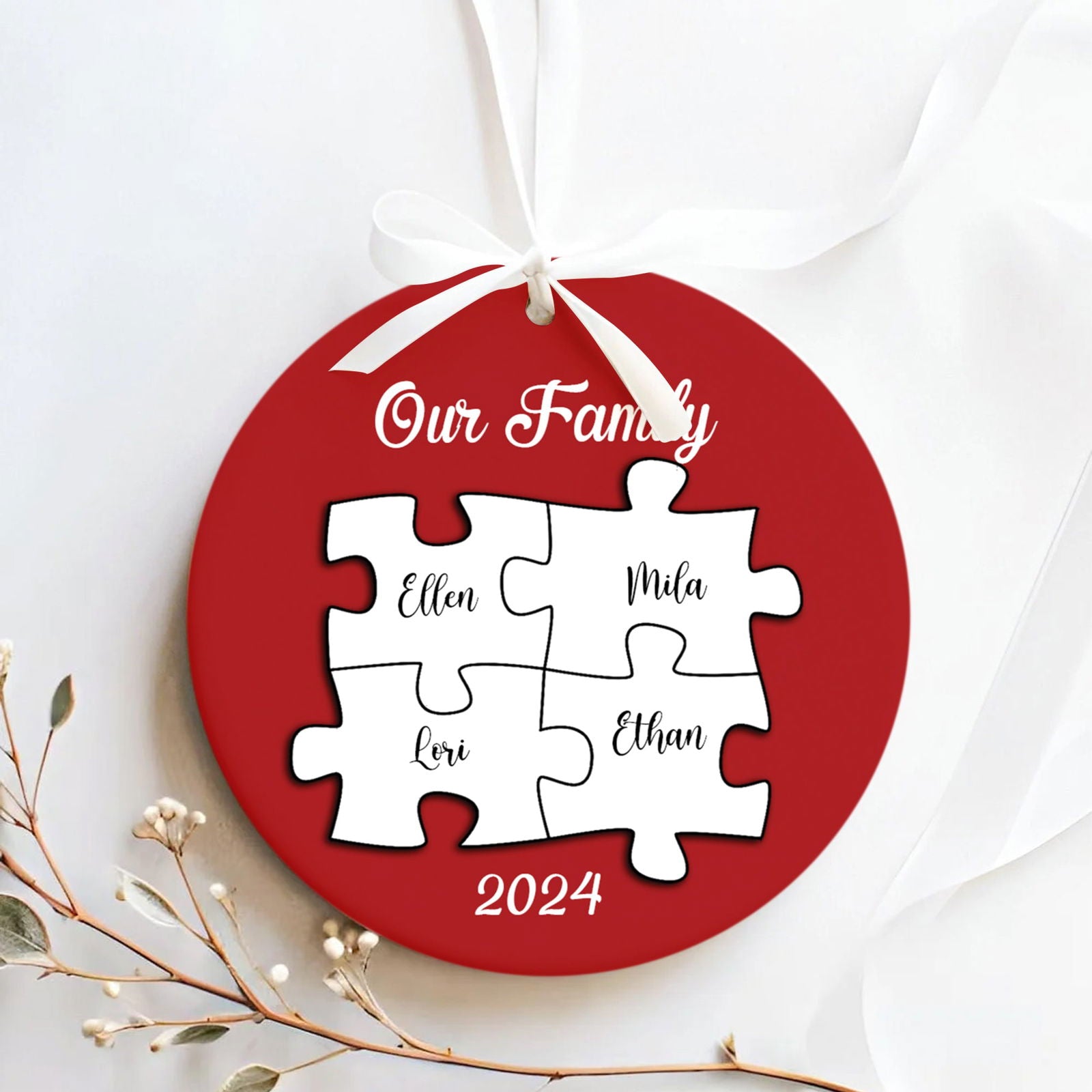Personalized Ceramic Family Ornament, Puzzle Ornament, Pieces of our Family CX02-33 - Kindlytoys