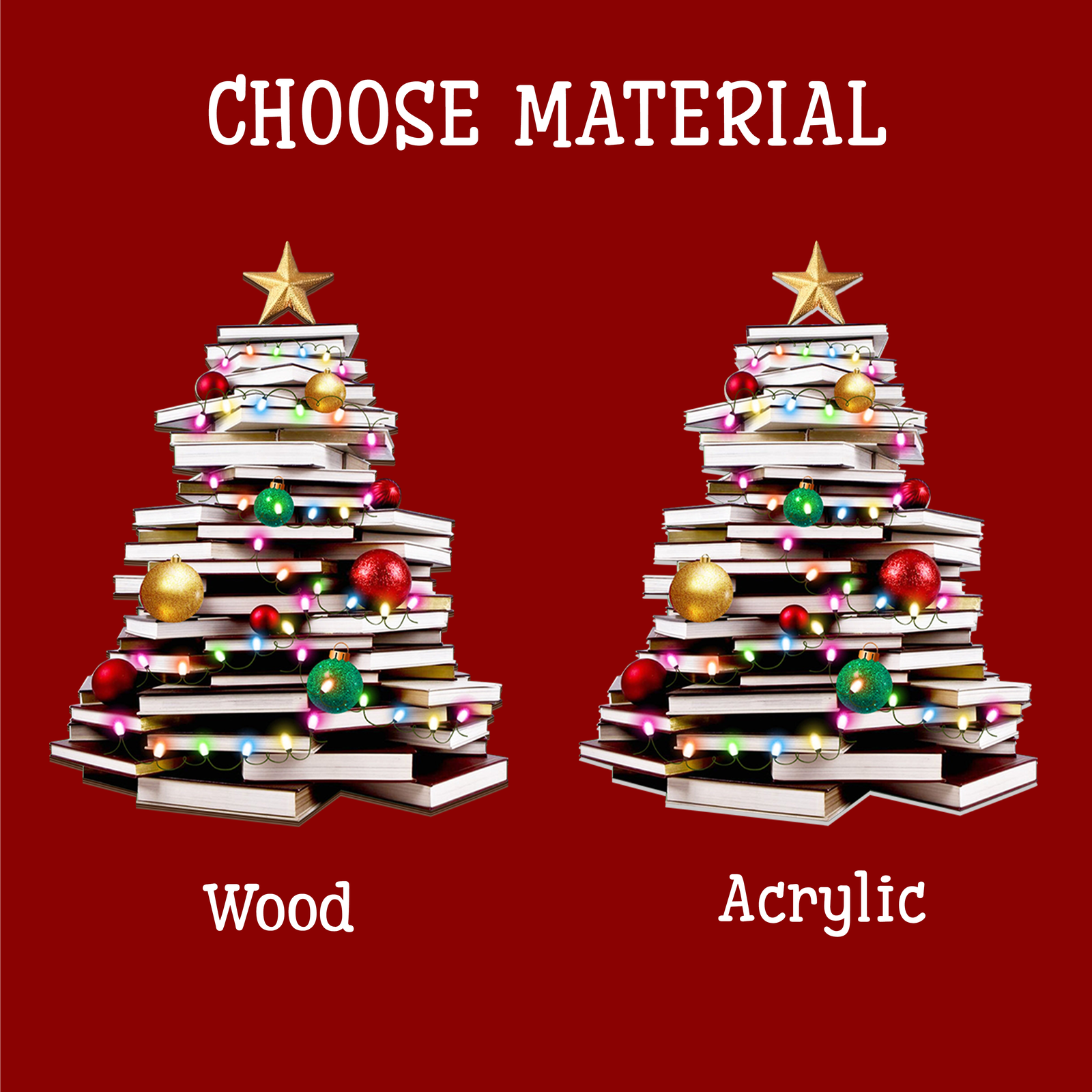 Personalized Christmas Book Tree Name Ornament, Book Lover Gift, Bookworm Gifts CF111 - Kindlytoys