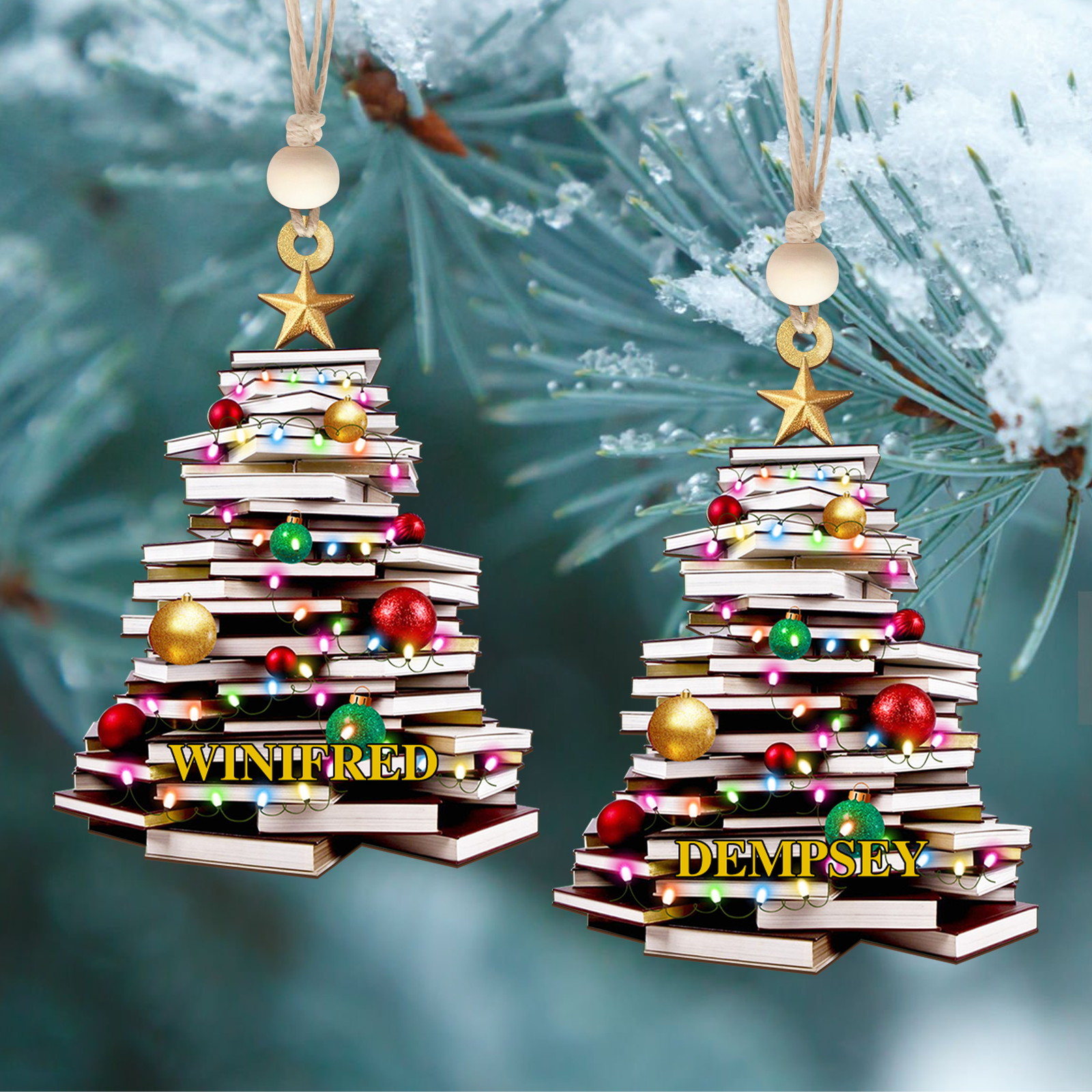 Personalized Christmas Book Tree Name Ornament, Book Lover Gift, Bookworm Gifts CF111 - Kindlytoys