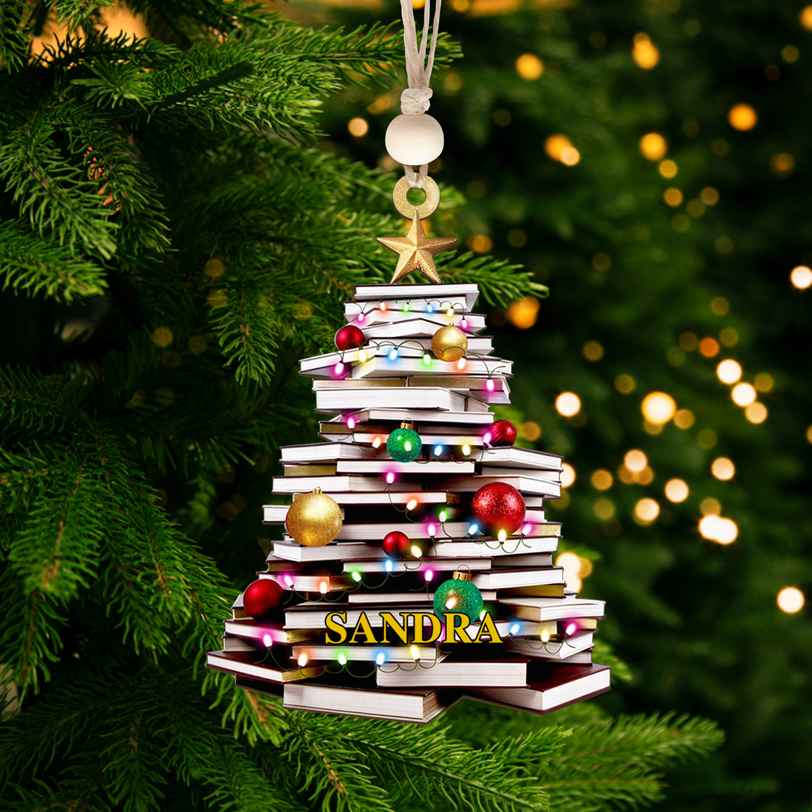 Personalized Christmas Book Tree Name Ornament, Book Lover Gift, Bookworm Gifts CF111 - Kindlytoys