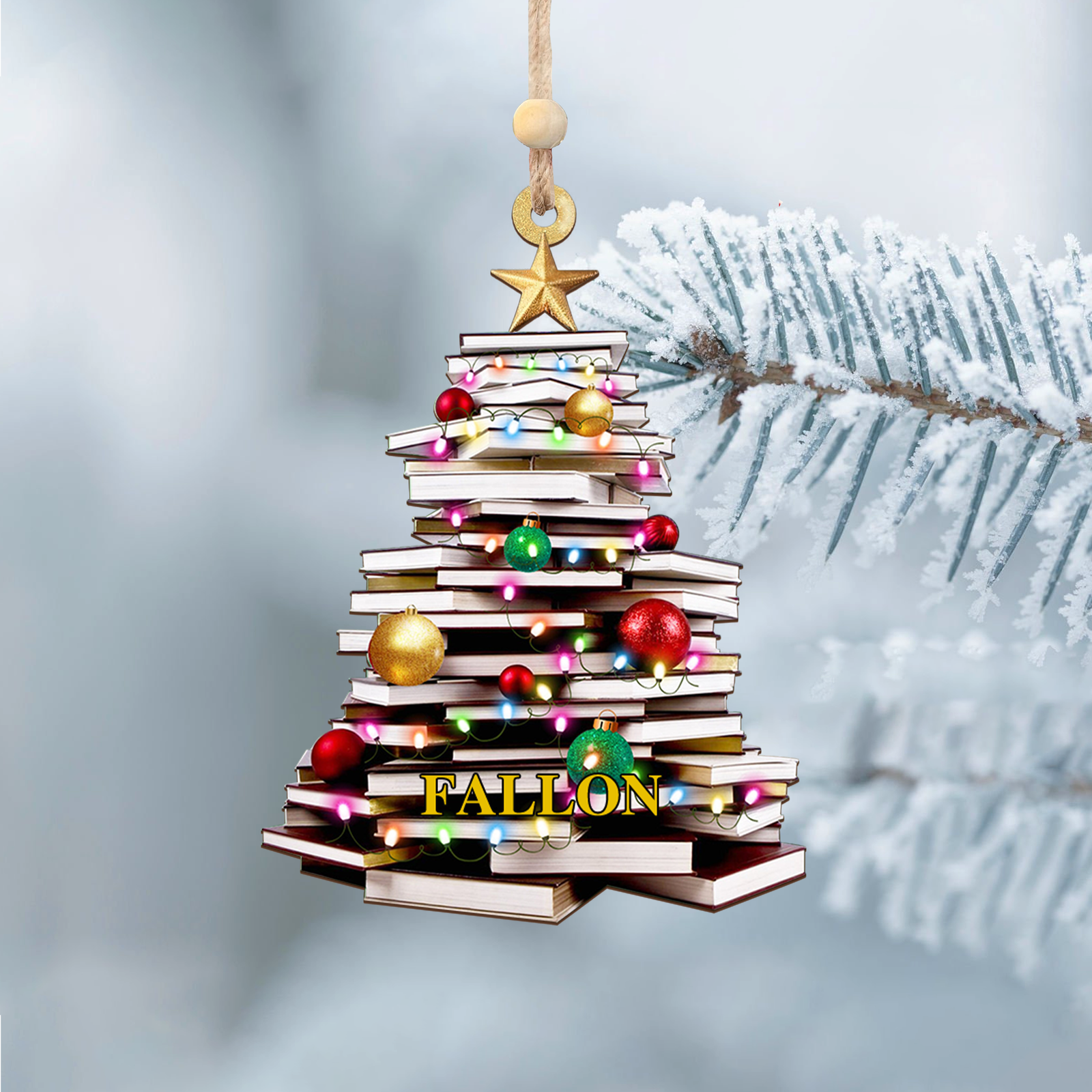 Personalized Christmas Book Tree Name Ornament, Book Lover Gift, Bookworm Gifts CF111 - Kindlytoys