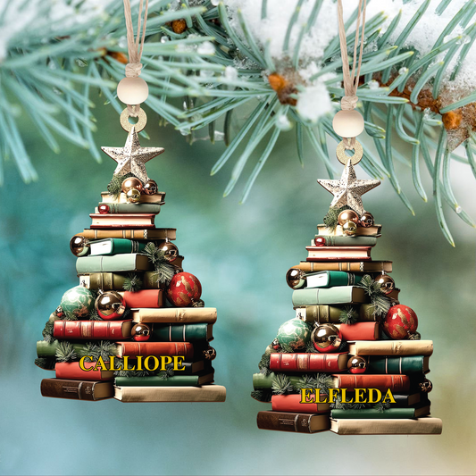 Personalized Christmas Book Tree Name Ornament, Book Lover Gift, Bookworm Gifts CF113 - Kindlytoys