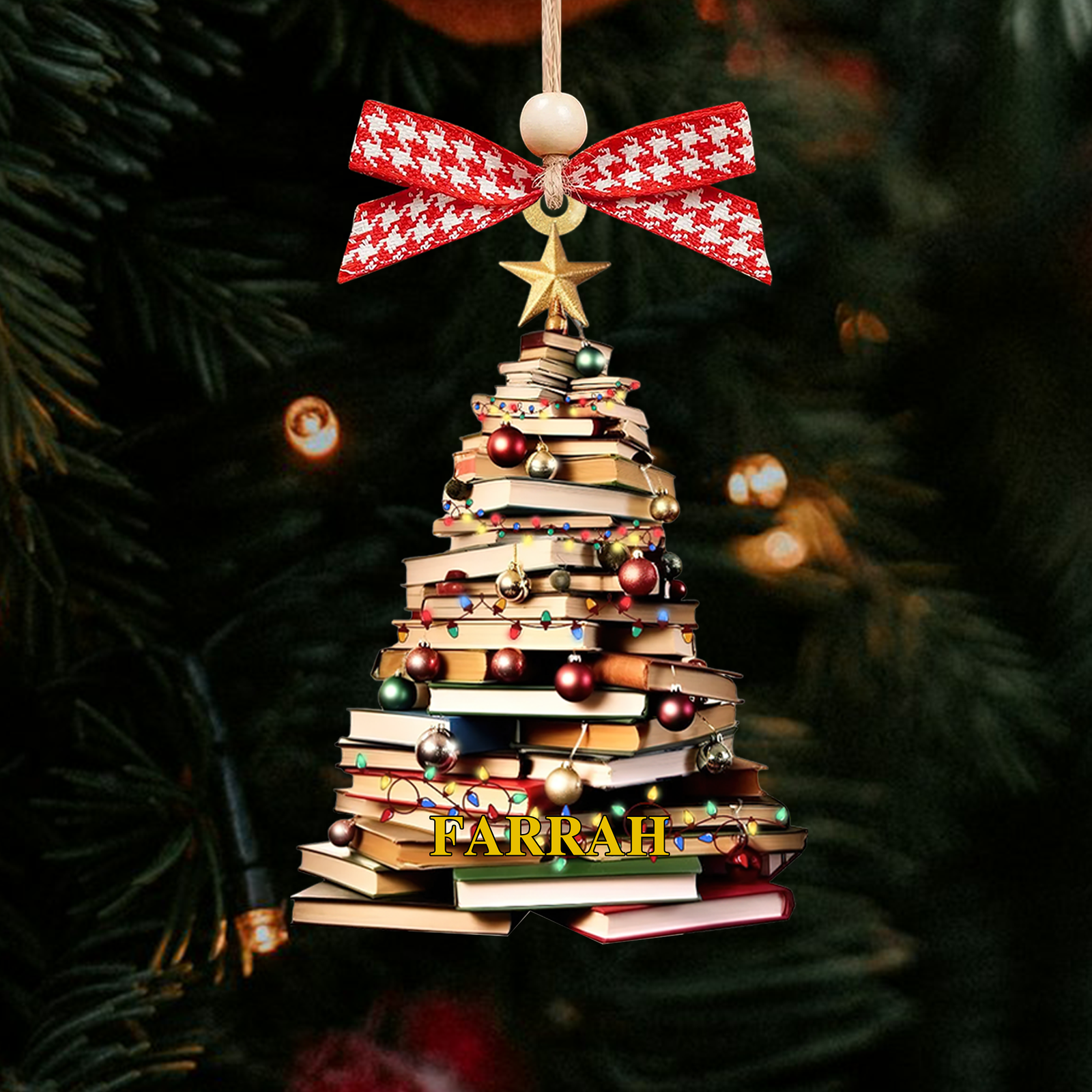 Personalized Christmas Book Tree Name Ornament, Book Lover Gift CF110 - Kindlytoys