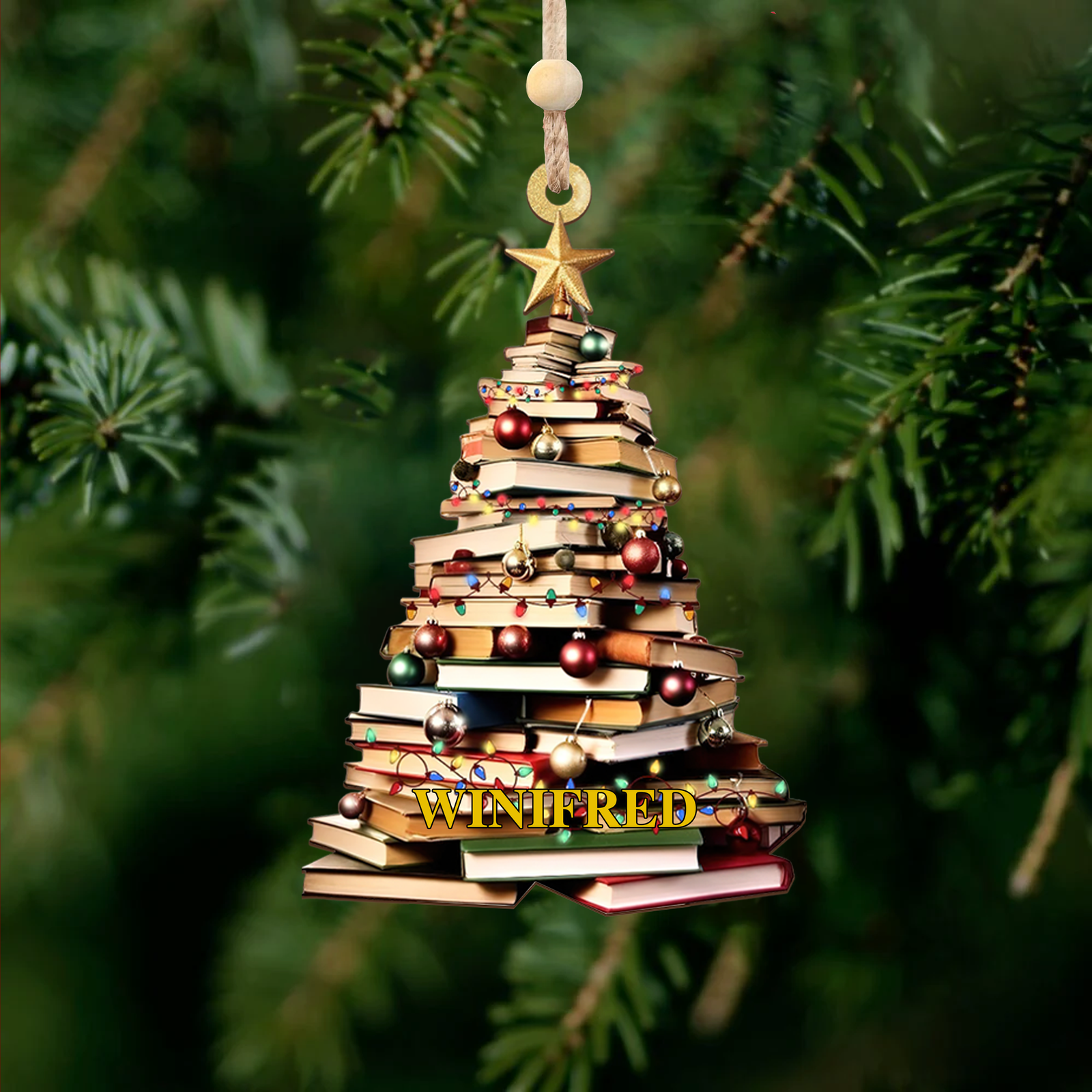 Personalized Christmas Book Tree Name Ornament, Book Lover Gift CF110 - Kindlytoys