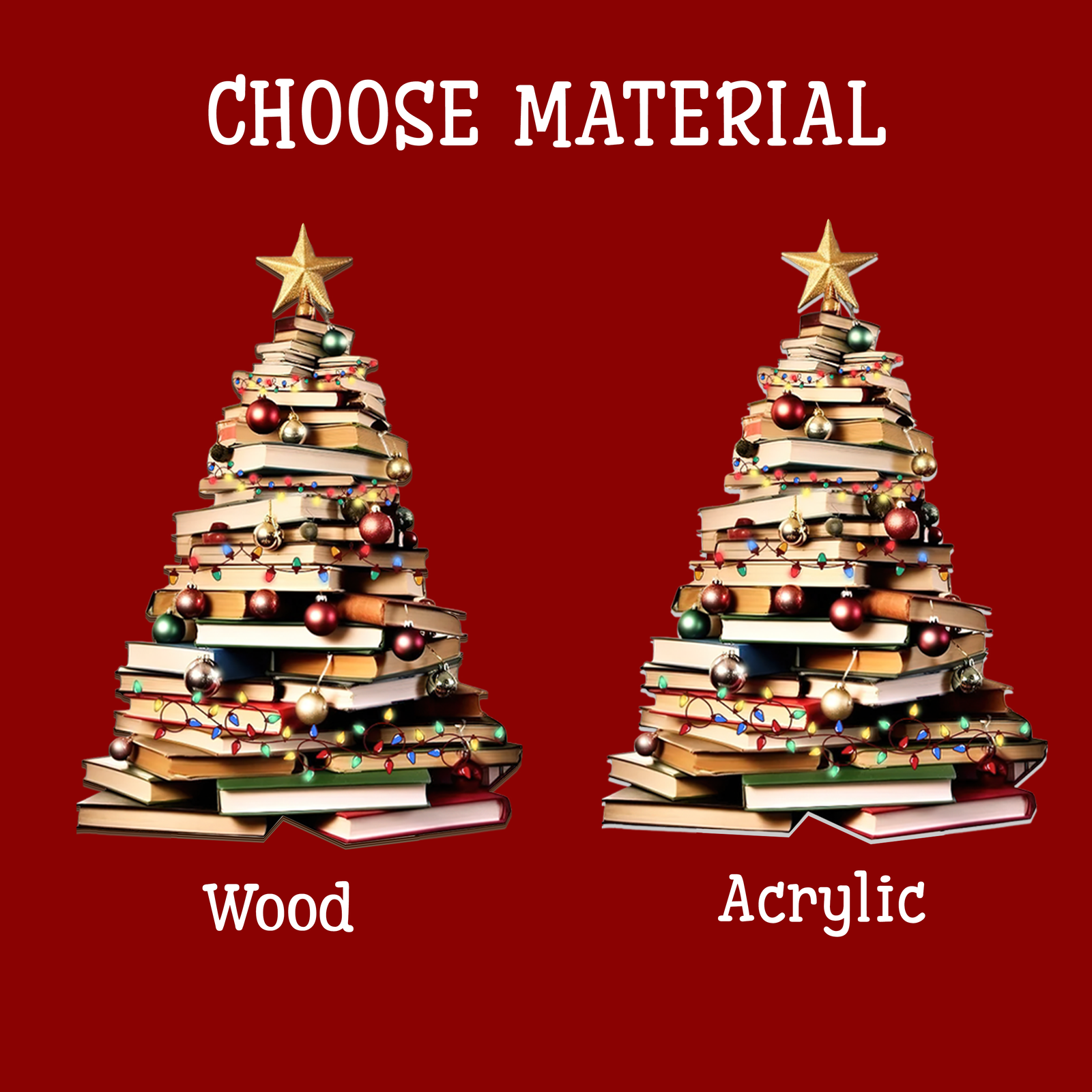 Personalized Christmas Book Tree Name Ornament, Book Lover Gift CF110 - Kindlytoys