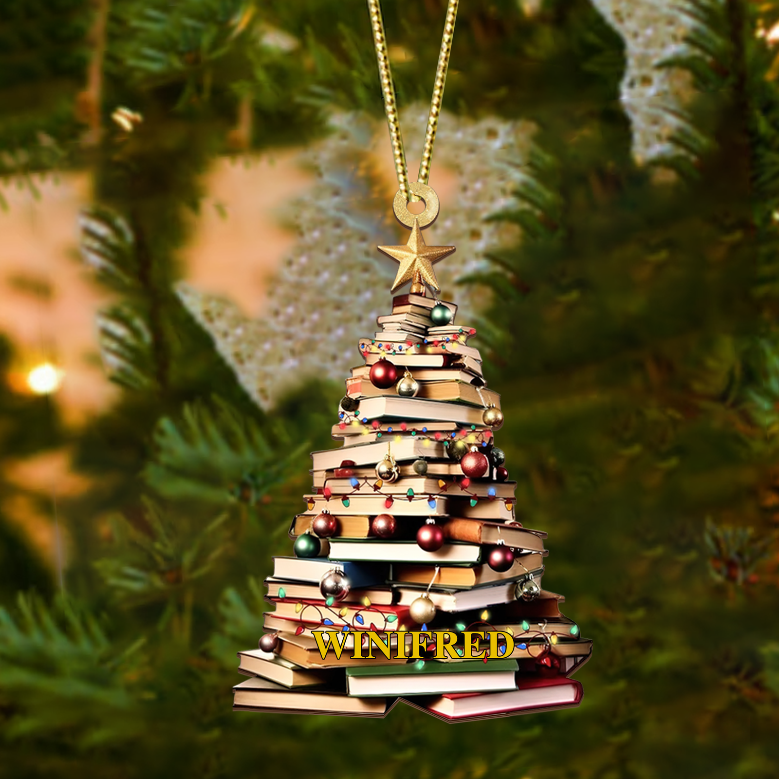 Personalized Christmas Book Tree Name Ornament, Book Lover Gift CF110 - Kindlytoys